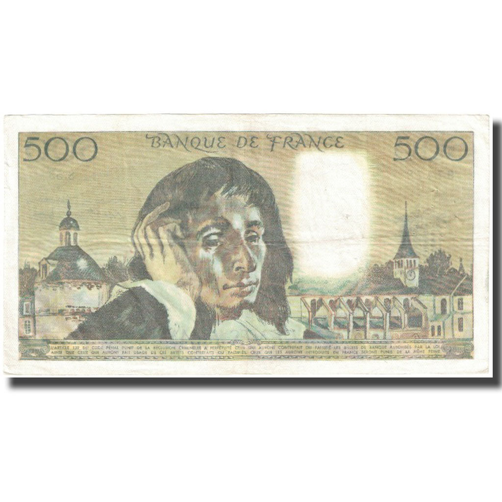 France, 500 Francs, Pascal, 1975, 1975-11-06, EF(40-45), Fayette:71.13, KM:156c