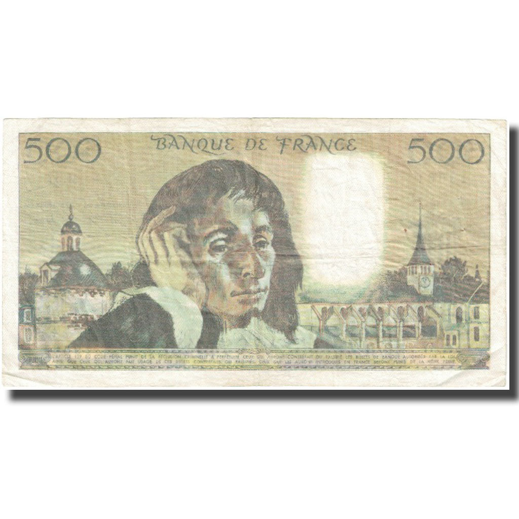 France, 500 Francs, Pascal, 1976, 1976-04-01, VF(20-25), Fayette:71.14, KM:156d