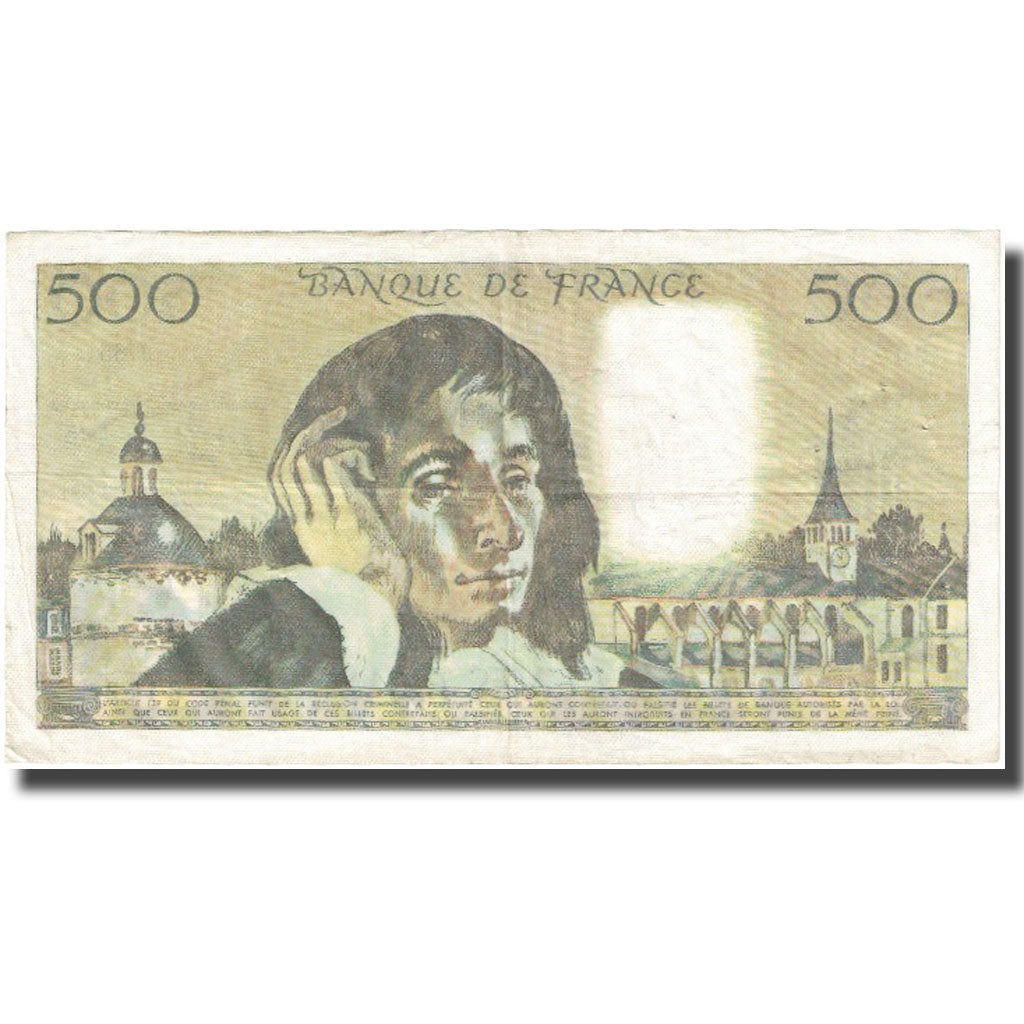 France, 500 Francs, Pascal, 1976, 1976-11-04, VF(20-25), Fayette:71.15, KM:156d