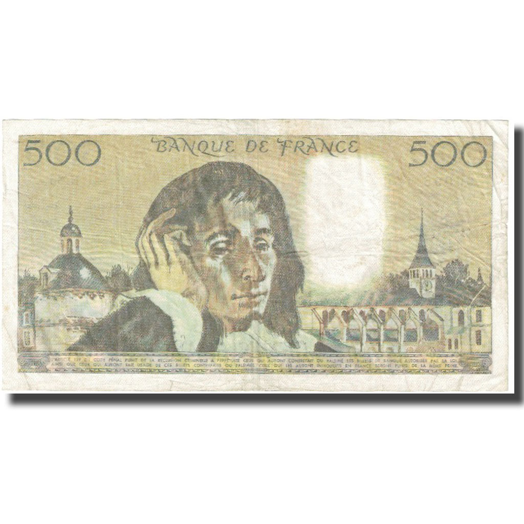 France, 500 Francs, Pascal, 1976, 1976-11-04, VF(20-25), Fayette:71.15, KM:156d