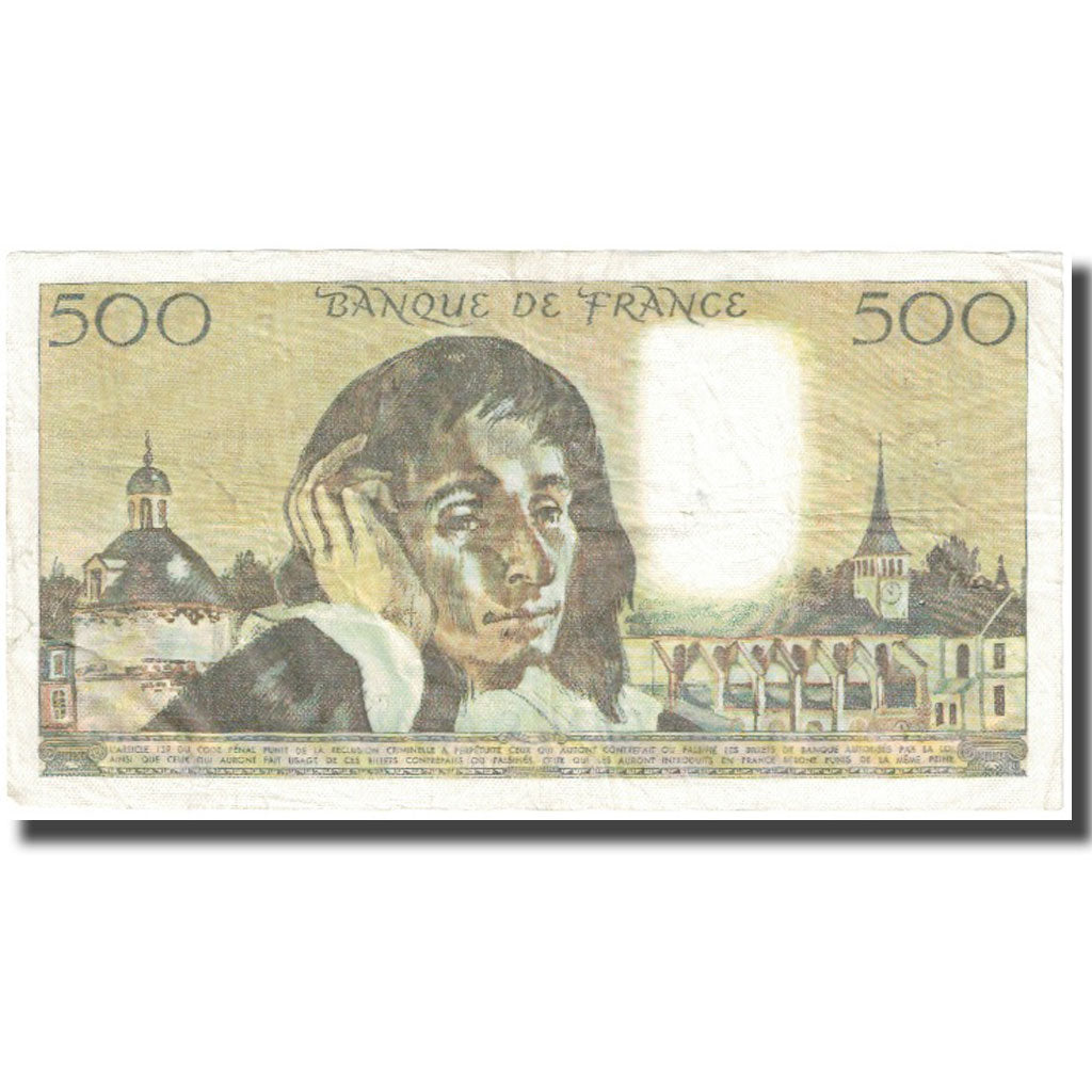 França, 500 Francs, Pascal, 1977, 1977-02-03, EF(40-45), Fayette:71.16, KM:156d