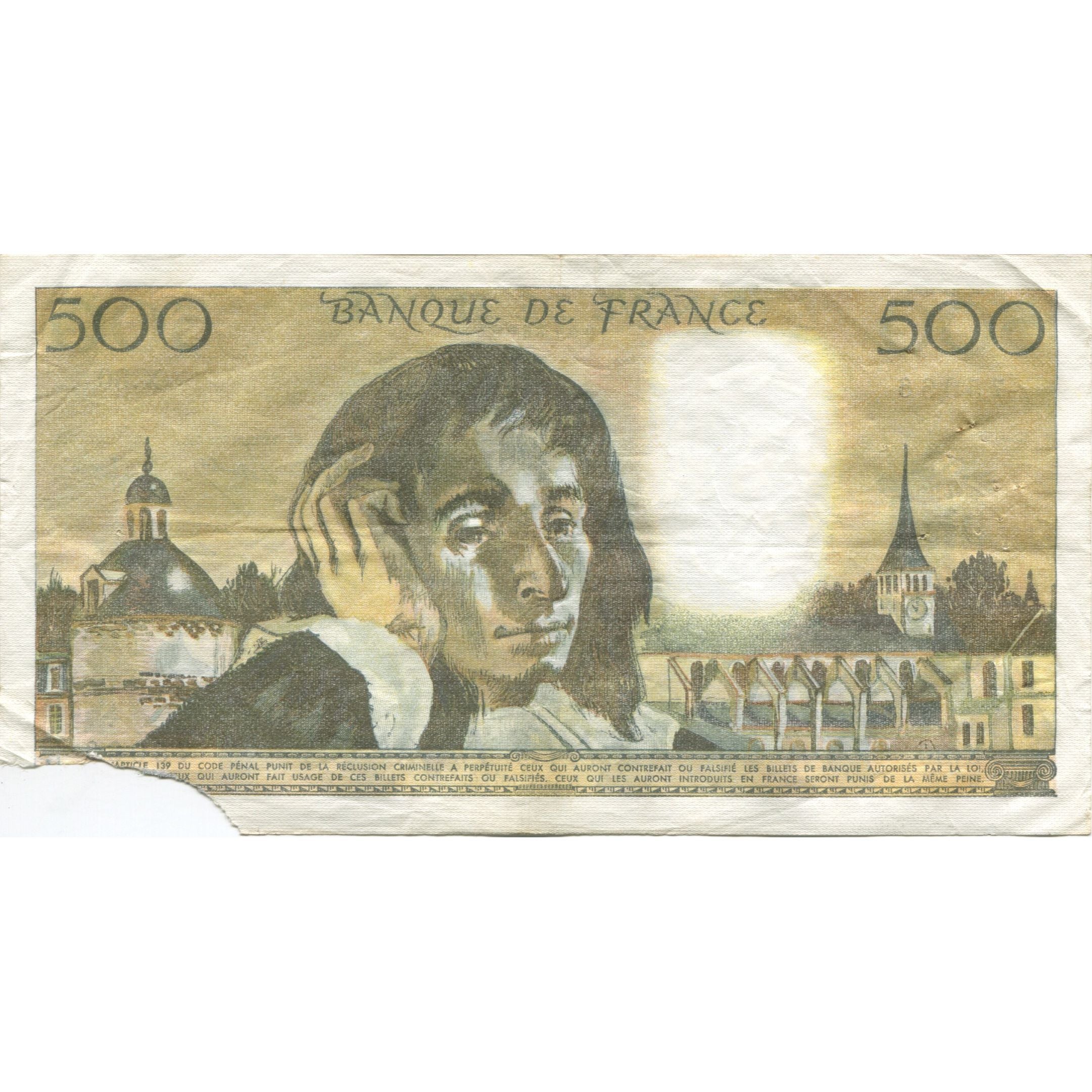 Francja, 500 Francs, Pascal, 1977, 1977-11-03, VG(8-10), Fayette:71.17, KM:156d
