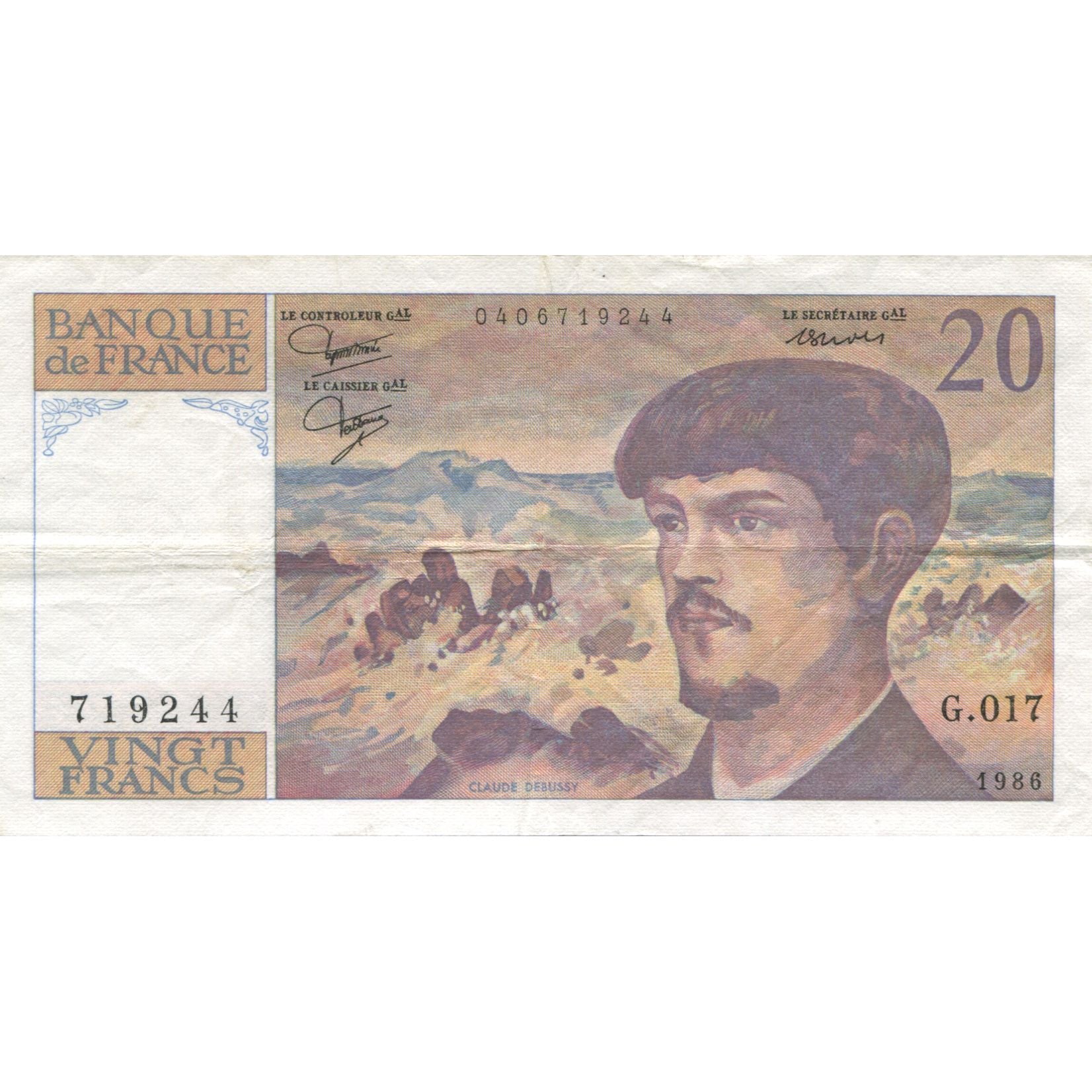 Francia, 20 Francs, Debussy, 1980, EBC, Fayette:66.7, KM:151a