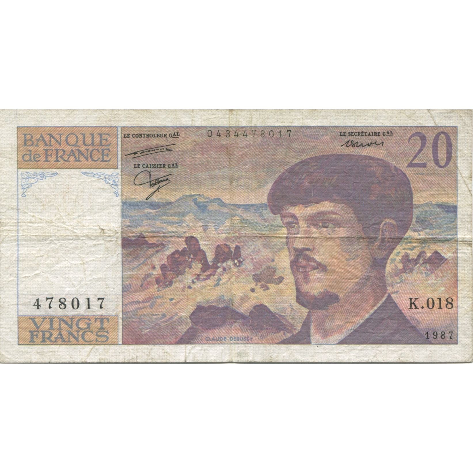 Frankreich, 20 Francs, Debussy, 1980, VZ, Fayette:66.8, KM:151a