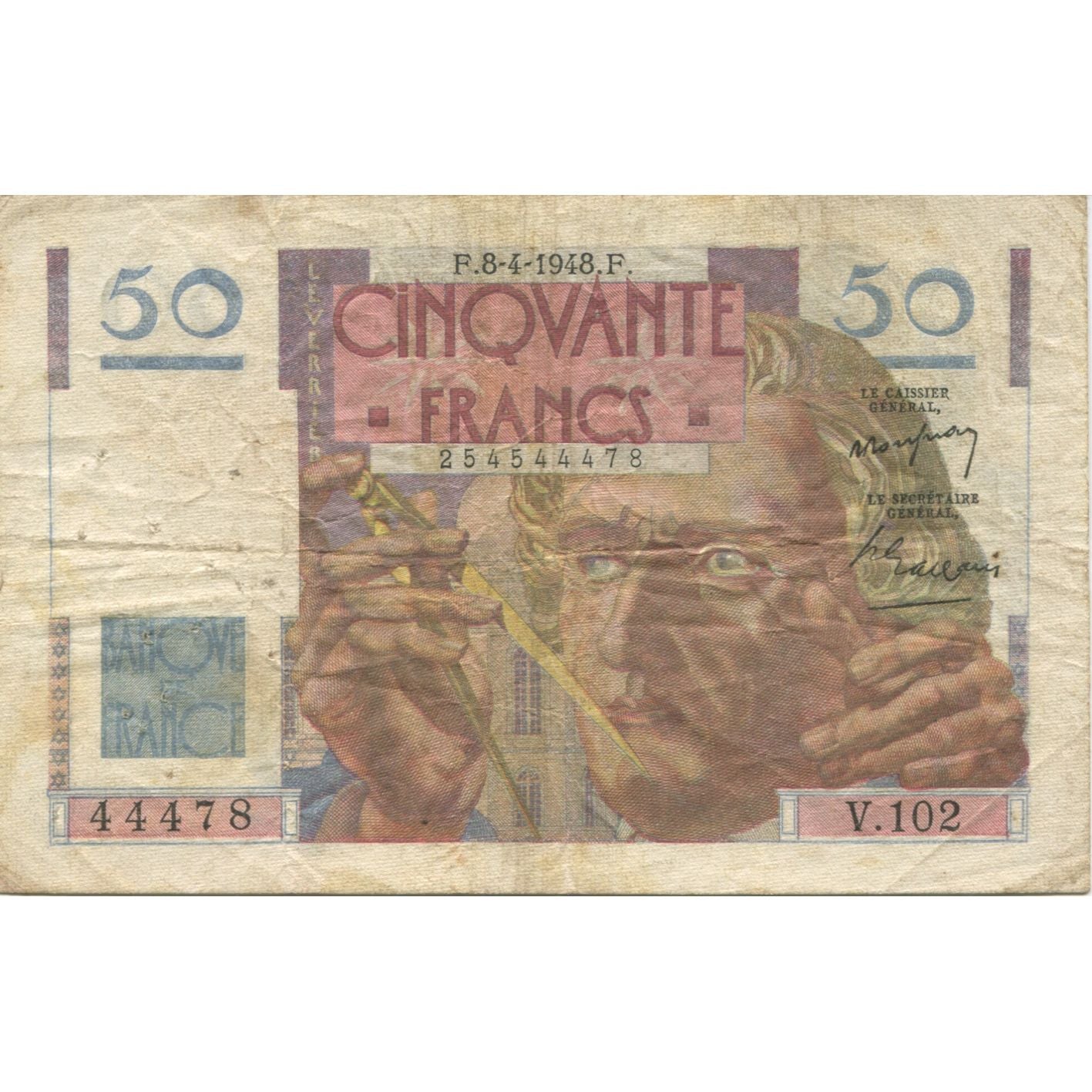 Frankreich, 50 Francs, Le Verrier, 1948, 1948-04-08, S, Fayette:20.10, KM:127b