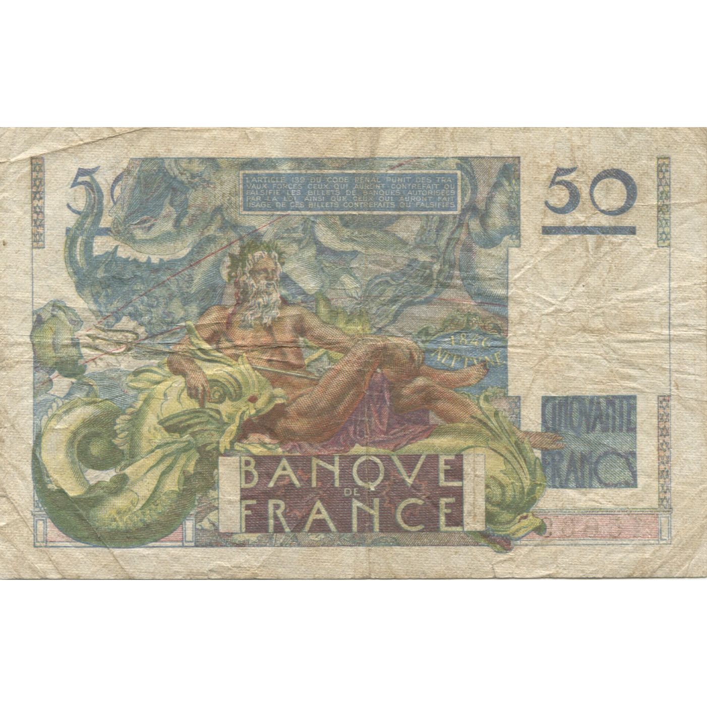 France, 50 Francs, Le Verrier, 1951, 1951-02-01, TB, Fayette:20.17, KM:127c