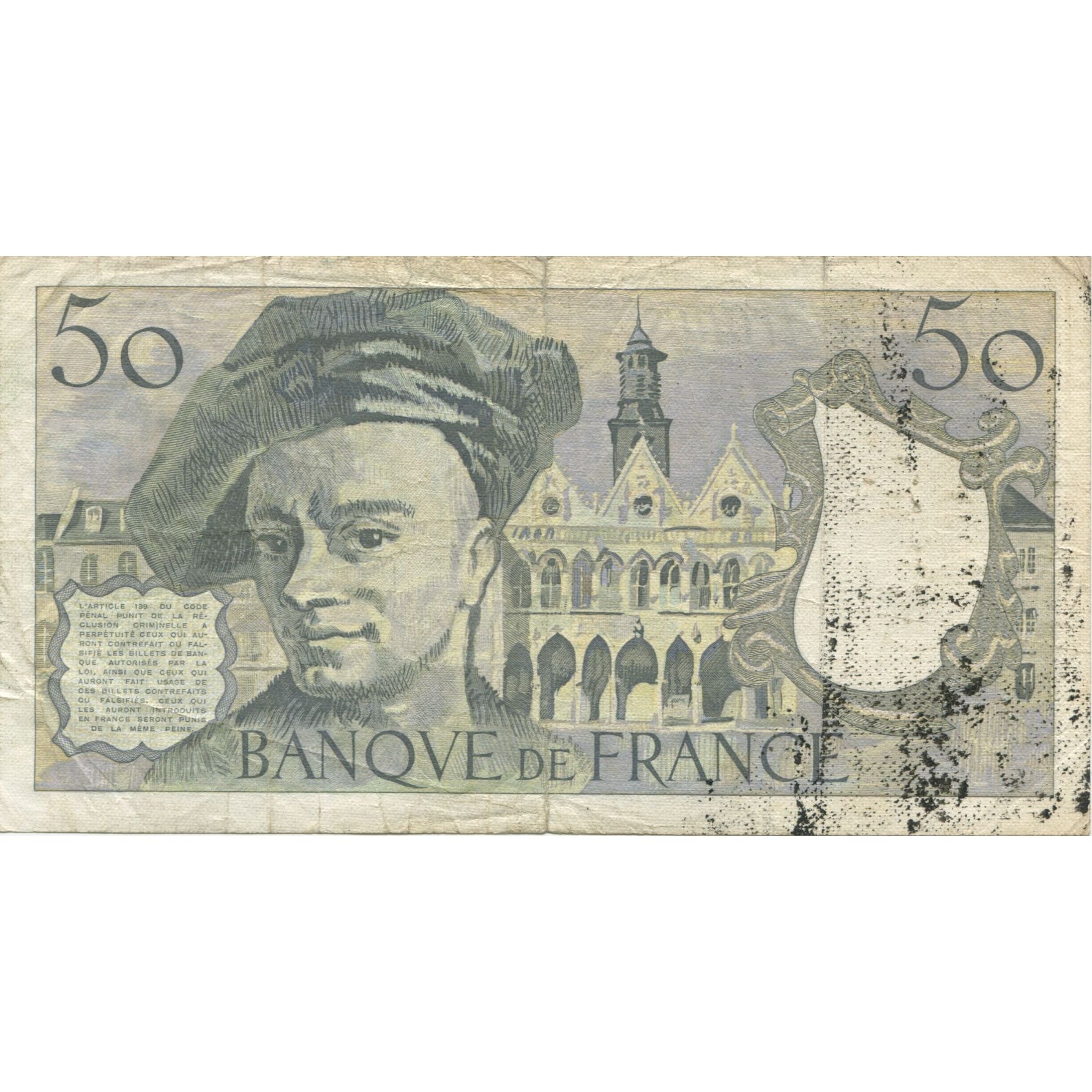 France, 50 Francs, Quentin de La Tour, 1976, VF(30-35), Fayette:67.1, KM:152a