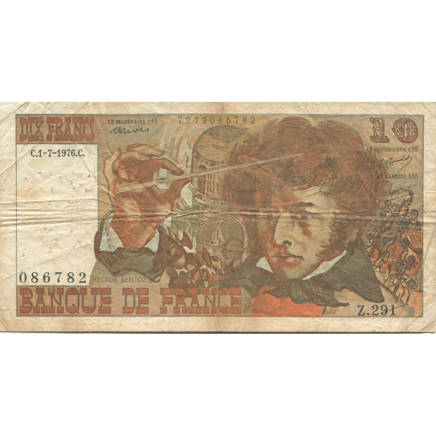 Frankrijk, 10 Francs, Berlioz, 1976, 1976-07-01, TB, Fayette:63.19, KM:150c