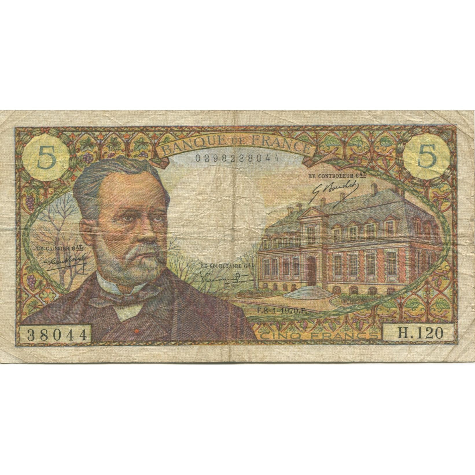 Francia, 5 Francs, Pasteur, 1970, 1970-01-08, BC, Fayette:61.12, KM:146b