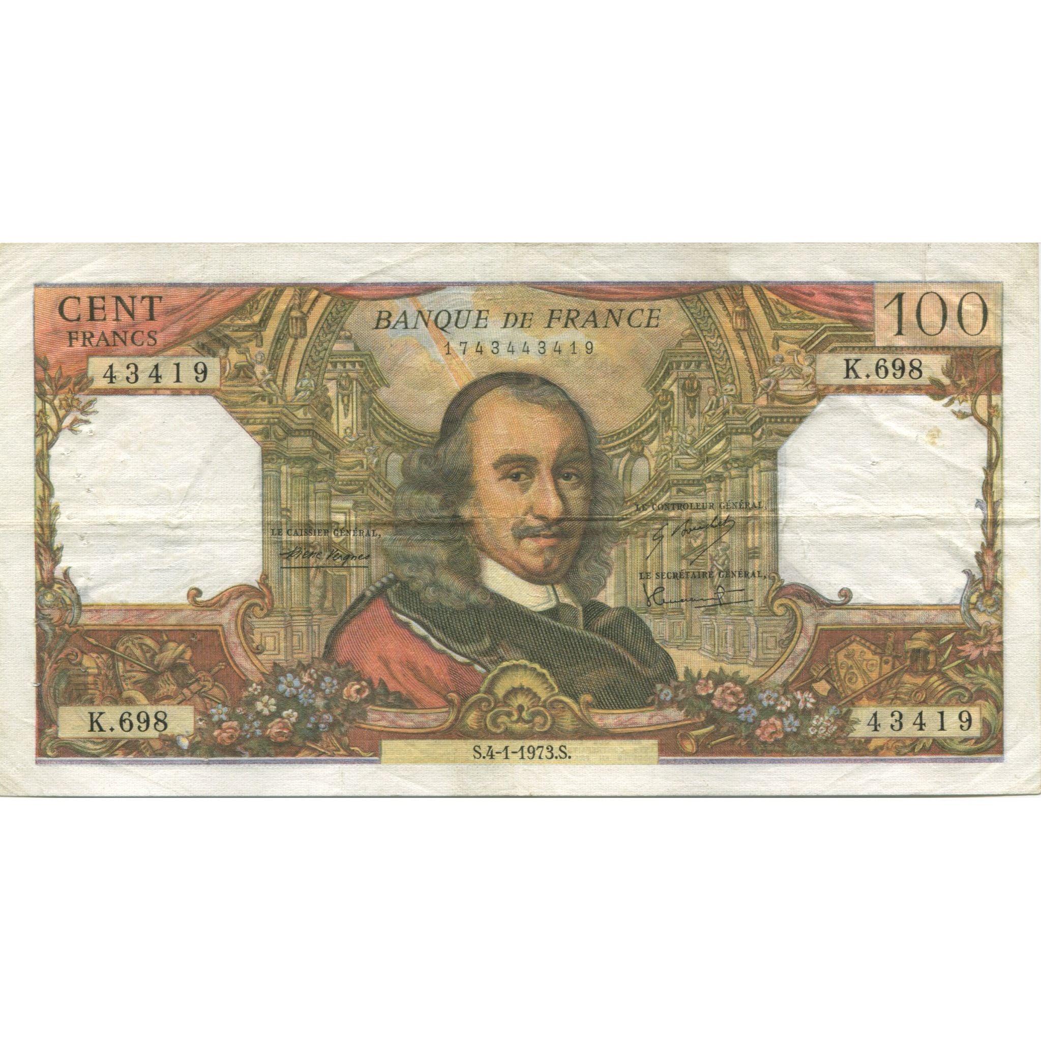 Francia, 100 Francs, Corneille, 1973, 1973-01-04, BB, Fayette:65.41, KM:149d