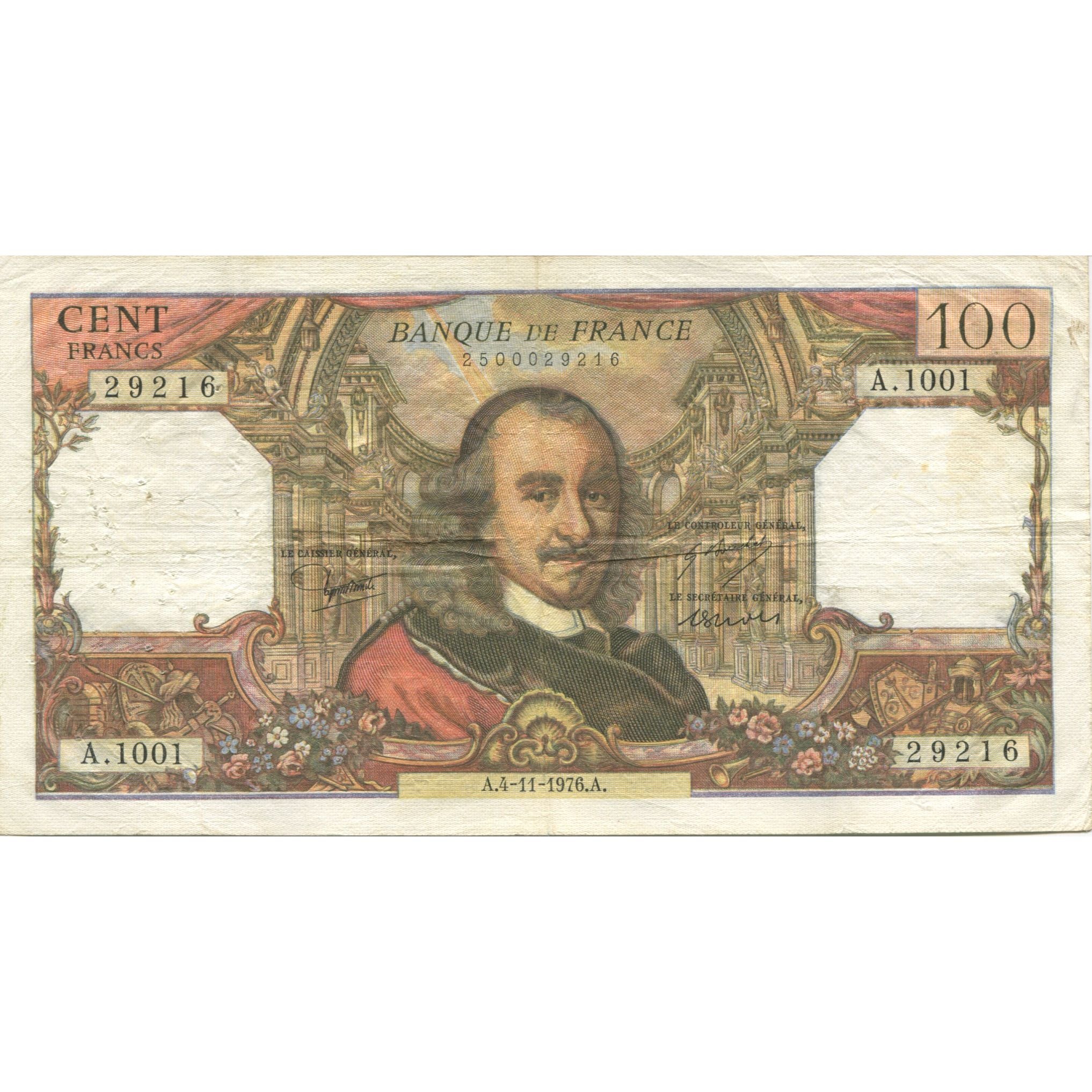 Francia, 100 Francs, Corneille, 1976, 1976-11-04, MBC, Fayette:65.55, KM:149f