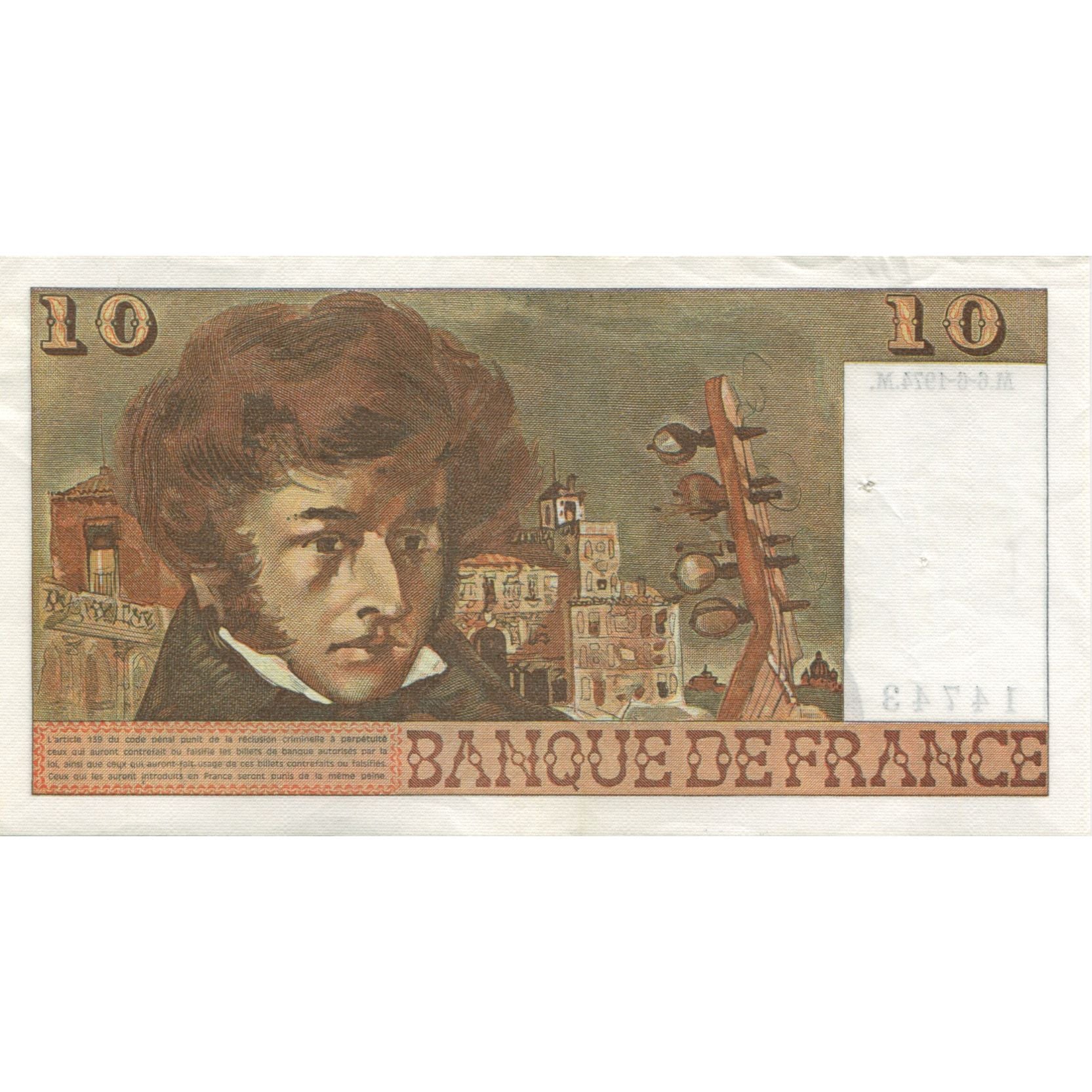 Frankrijk, 10 Francs, Berlioz, 1974, 1974-06-06, NIEUW, Fayette:63.5, KM:150a