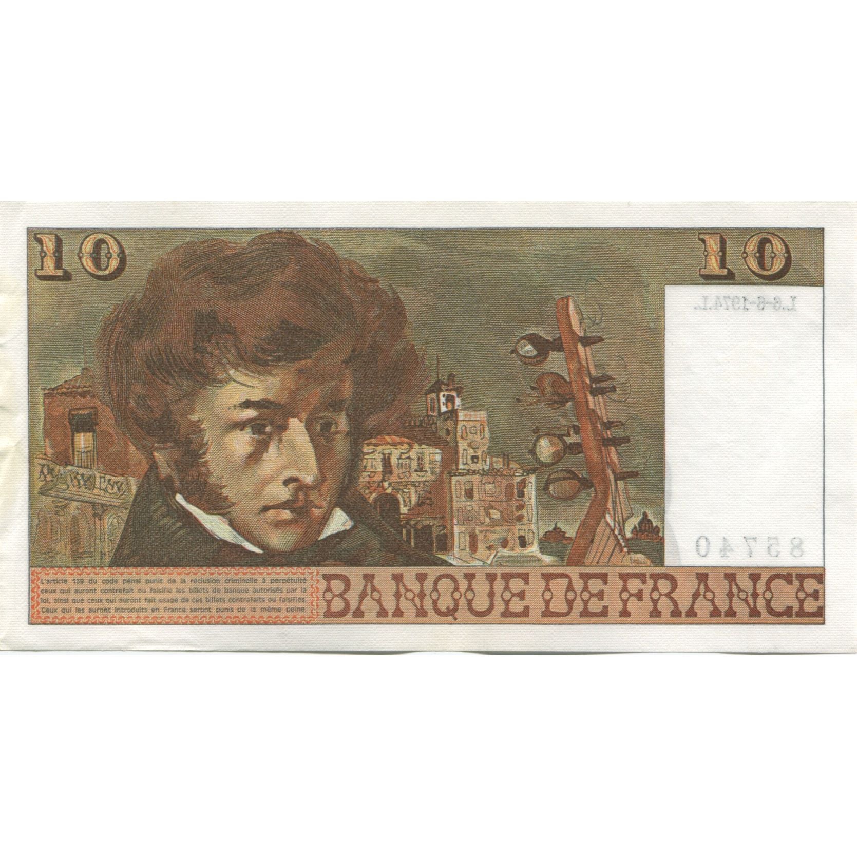 Francia, 10 Francs, Berlioz, 1974, 1974-06-06, SC, Fayette:63.5, KM:150a