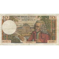 Francja, 10 Francs, Voltaire, 1967, 1967-04-06, VF(20-25), Fayette:62.26