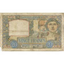 France, 20 Francs, Science et Travail, 1941, 1941-05-08, VG(8-10)