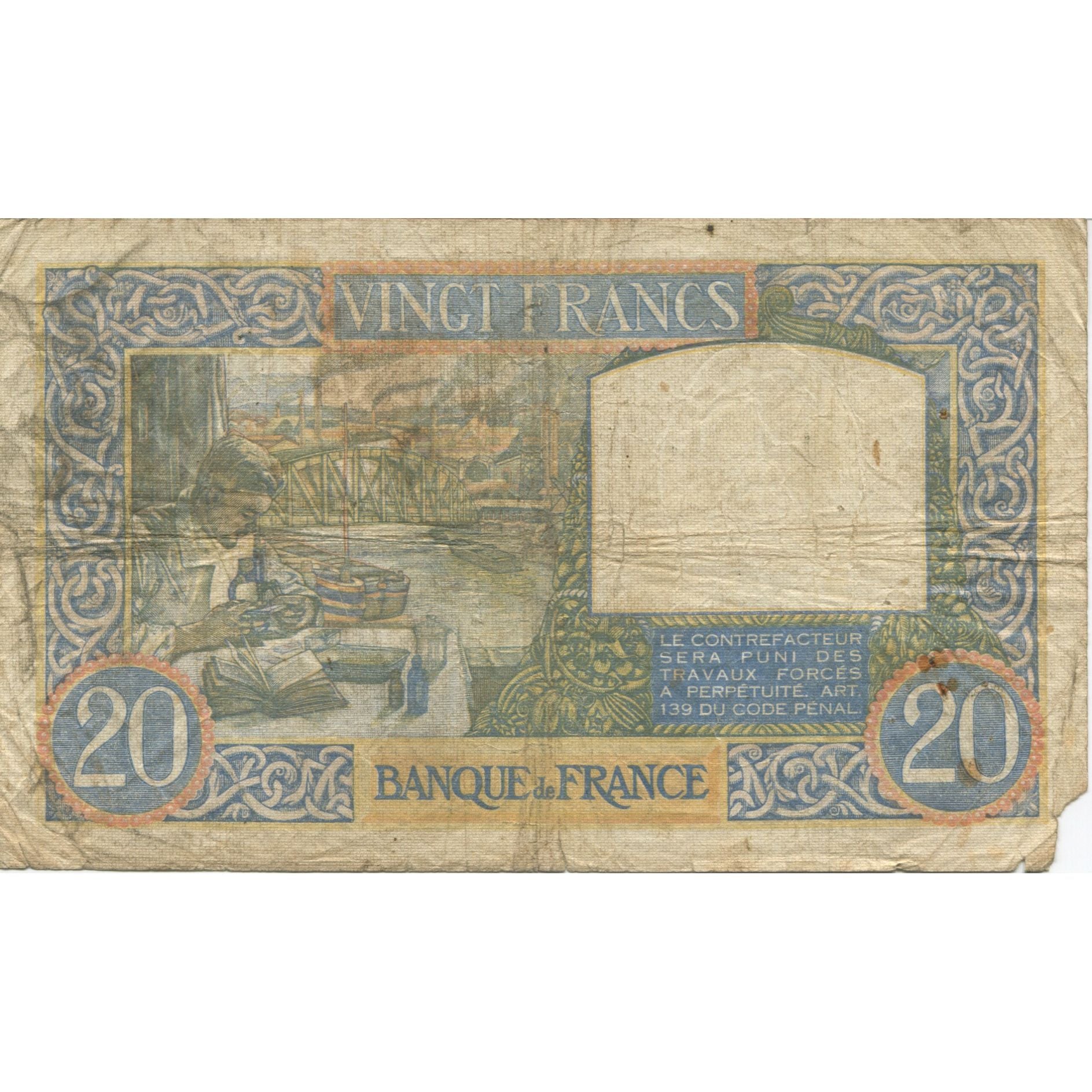 France, 20 Francs, Science et Travail, 1941, 1941-05-08, VG(8-10)