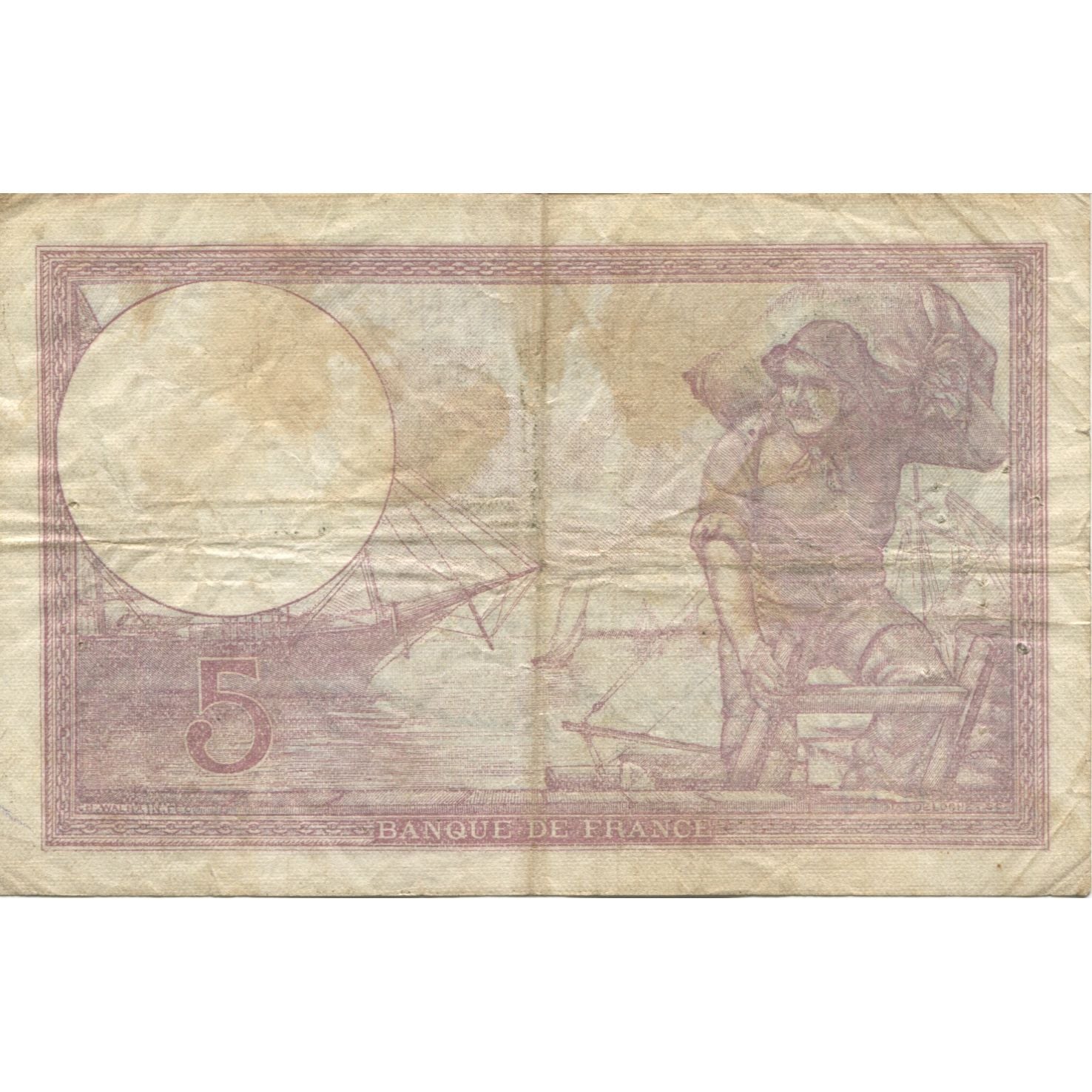 Francia, 5 Francs, Violet, 1933, 1933-08-17, BC, Fayette:03.17, KM:72e