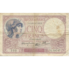 Frankreich, 5 Francs, Violet, 1939, 1939-08-03, S, Fayette:04.04, KM:83