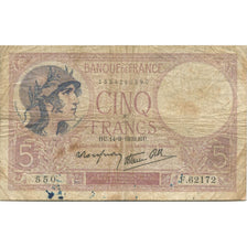 Francia, 5 Francs, Violet, 1939, 1939-09-14, BC, Fayette:04.08, KM:83