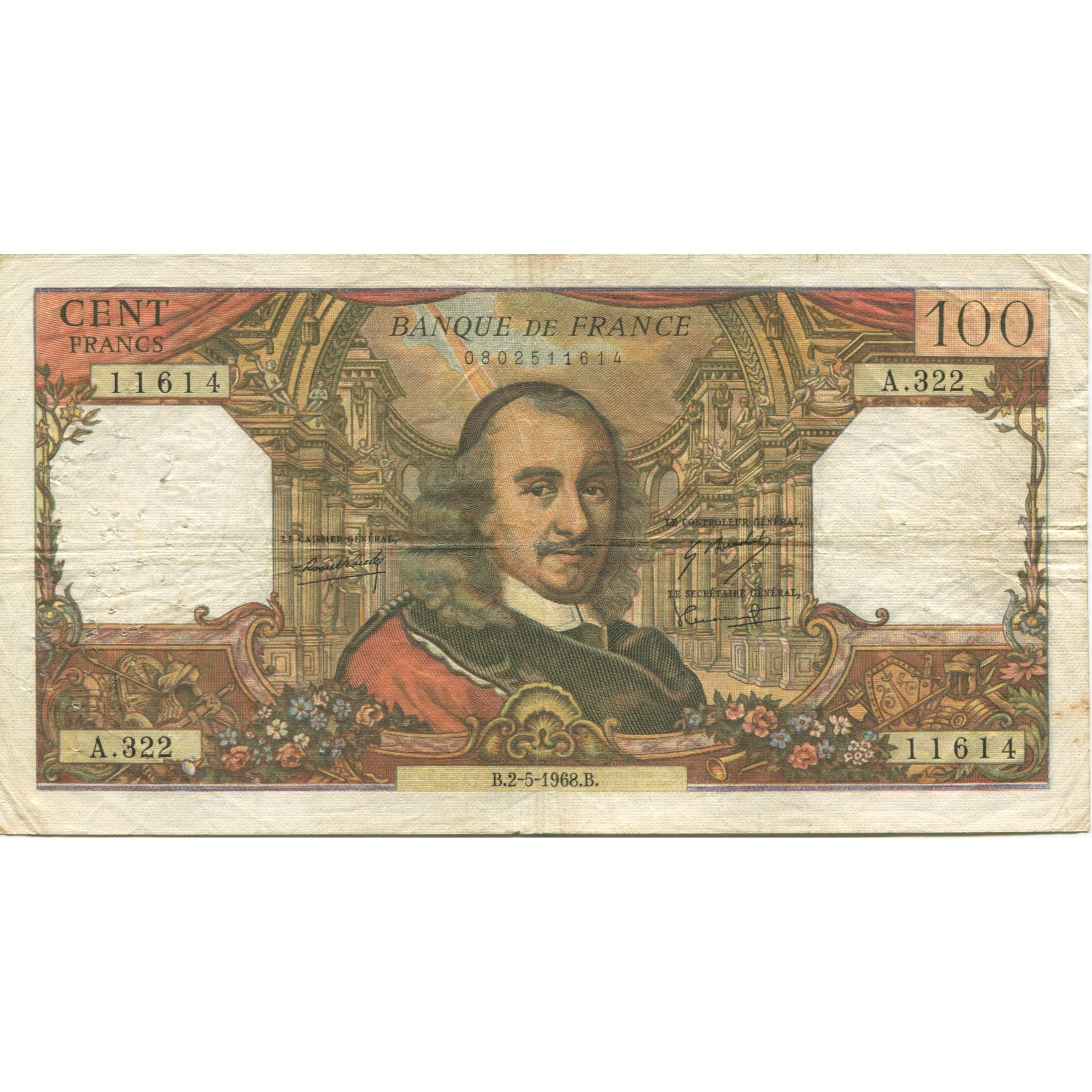 France, 100 Francs, Corneille, 1968, 1968-05-02, EF(40-45), Fayette:65.22