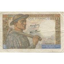 France, 10 Francs, Mineur, 1943, 1943-03-25, EF(40-45), Fayette:08.08, KM:99e