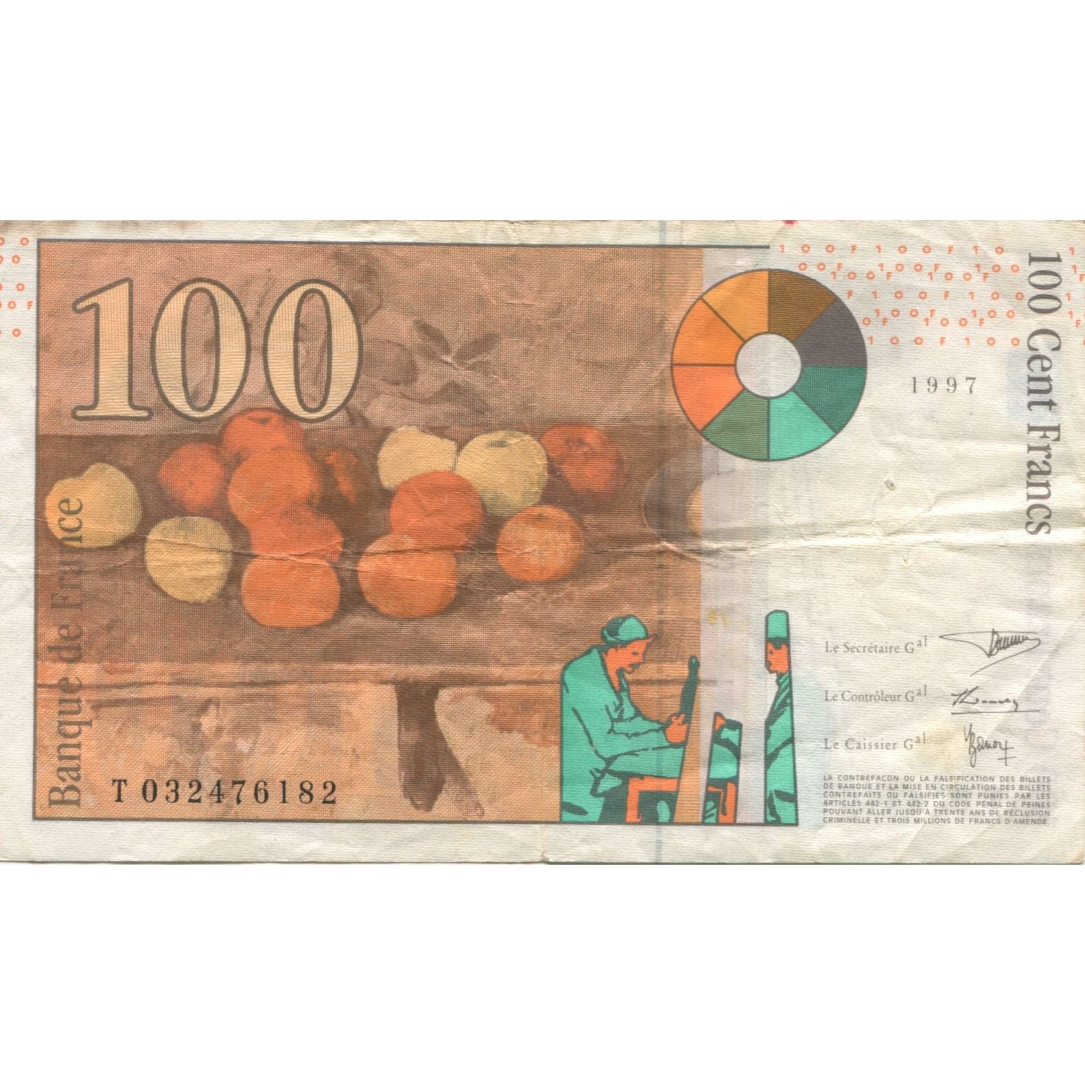 Francia, 100 Francs, Cézanne, 1997, MB+, Fayette:74.1, KM:158a