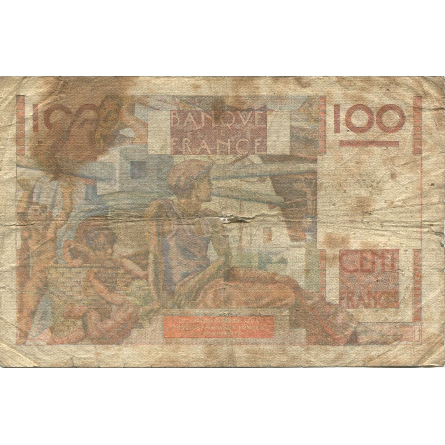 France, 100 Francs, Jeune Paysan, 1945, 1945-05-16, B, Fayette:28.4, KM:128a