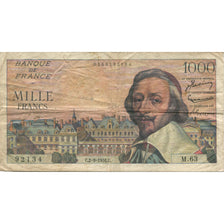 France, 1000 Francs, Richelieu, 1954, 1954-09-02, TB, Fayette:42.7, KM:134a