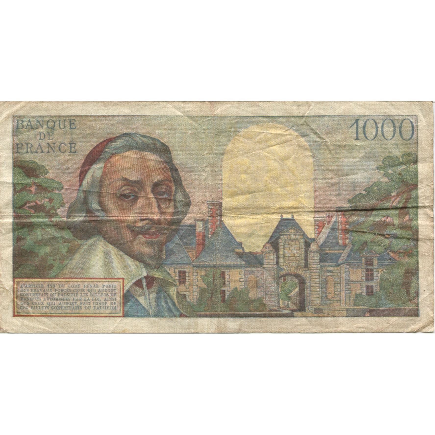 France, 1000 Francs, Richelieu, 1954, 1954-09-02, TB, Fayette:42.7, KM:134a