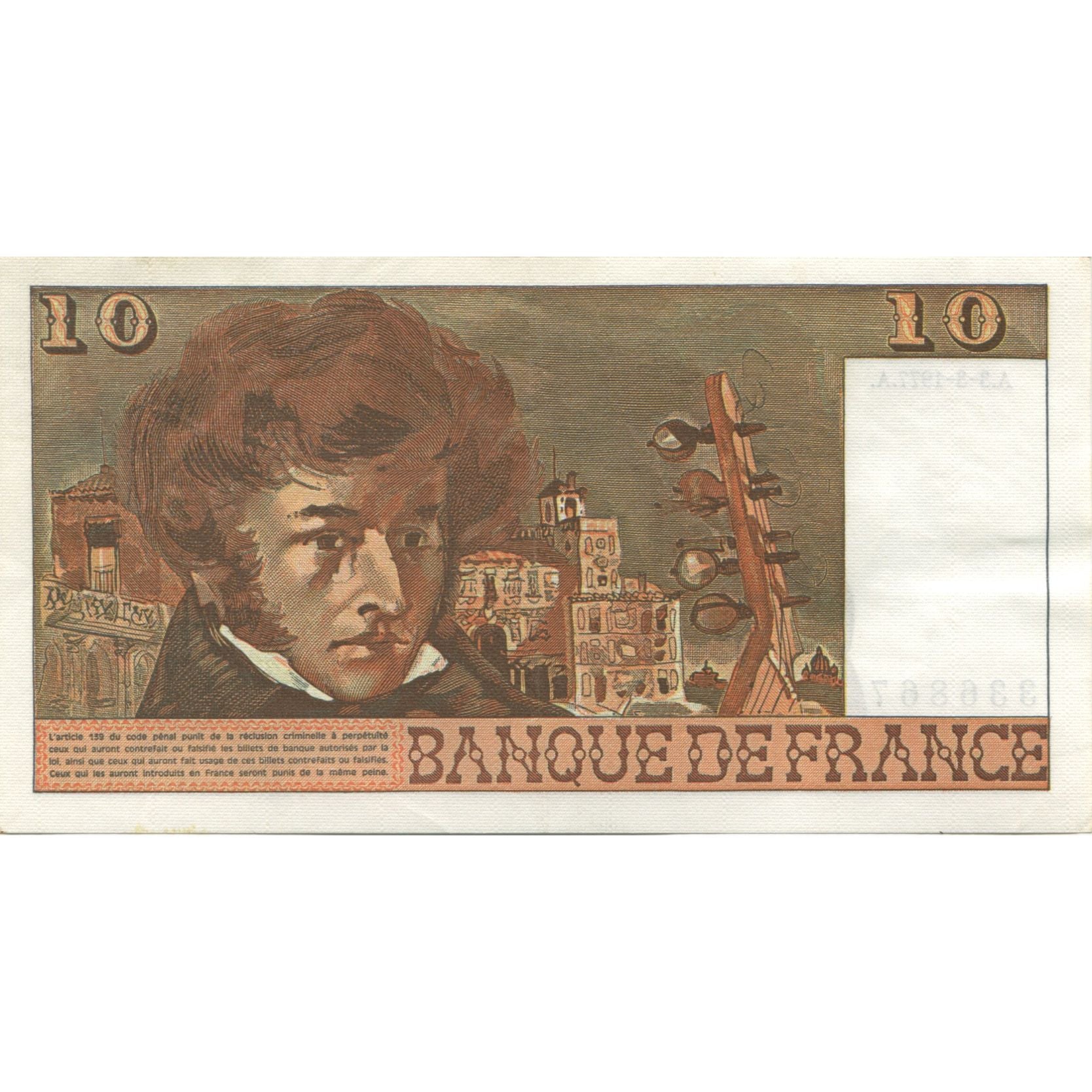 França, 10 Francs, Berlioz, 1977, 1977-03-03, UNC(65-70), Fayette:63.21