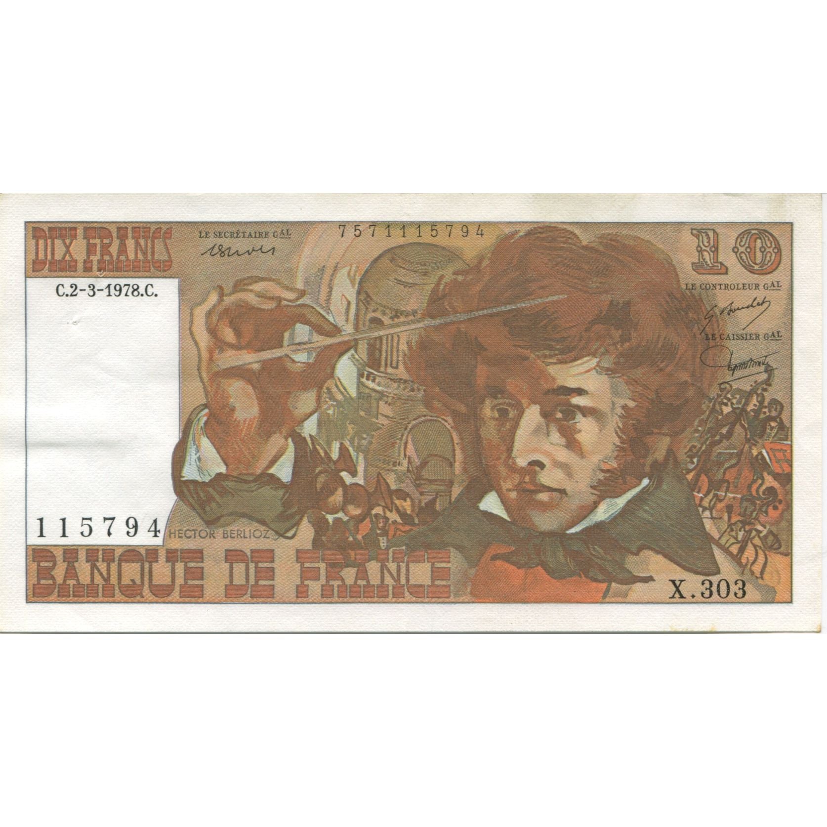 Francia, 10 Francs, Berlioz, 1978, 1978-03-02, SPL-, Fayette:63.23, KM:150c