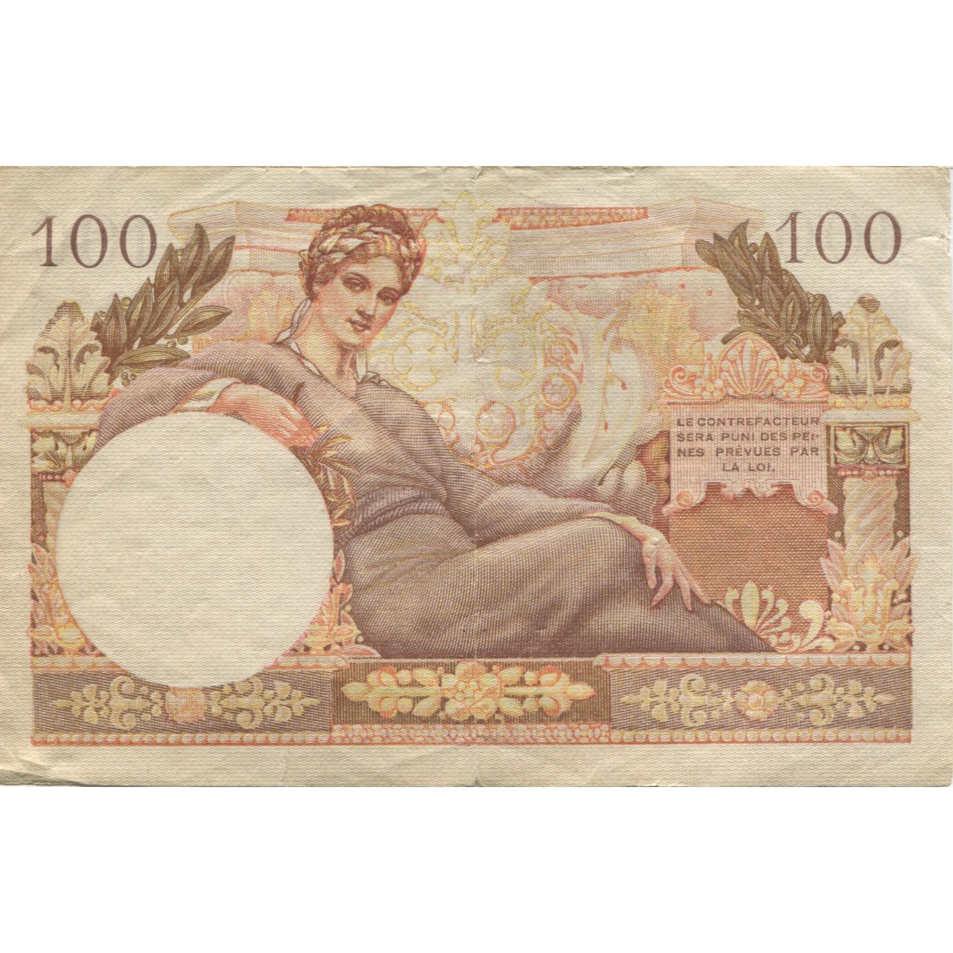 France, 100 Francs, 1955-1963 Treasury, 1955, TB, KM:M11a