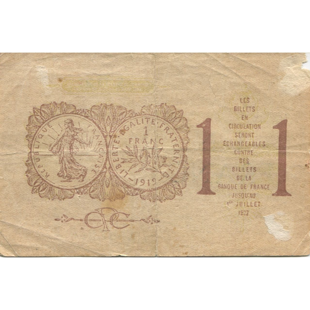 France, 1 Franc, 1922, 1922-07-01, VF(20-25)