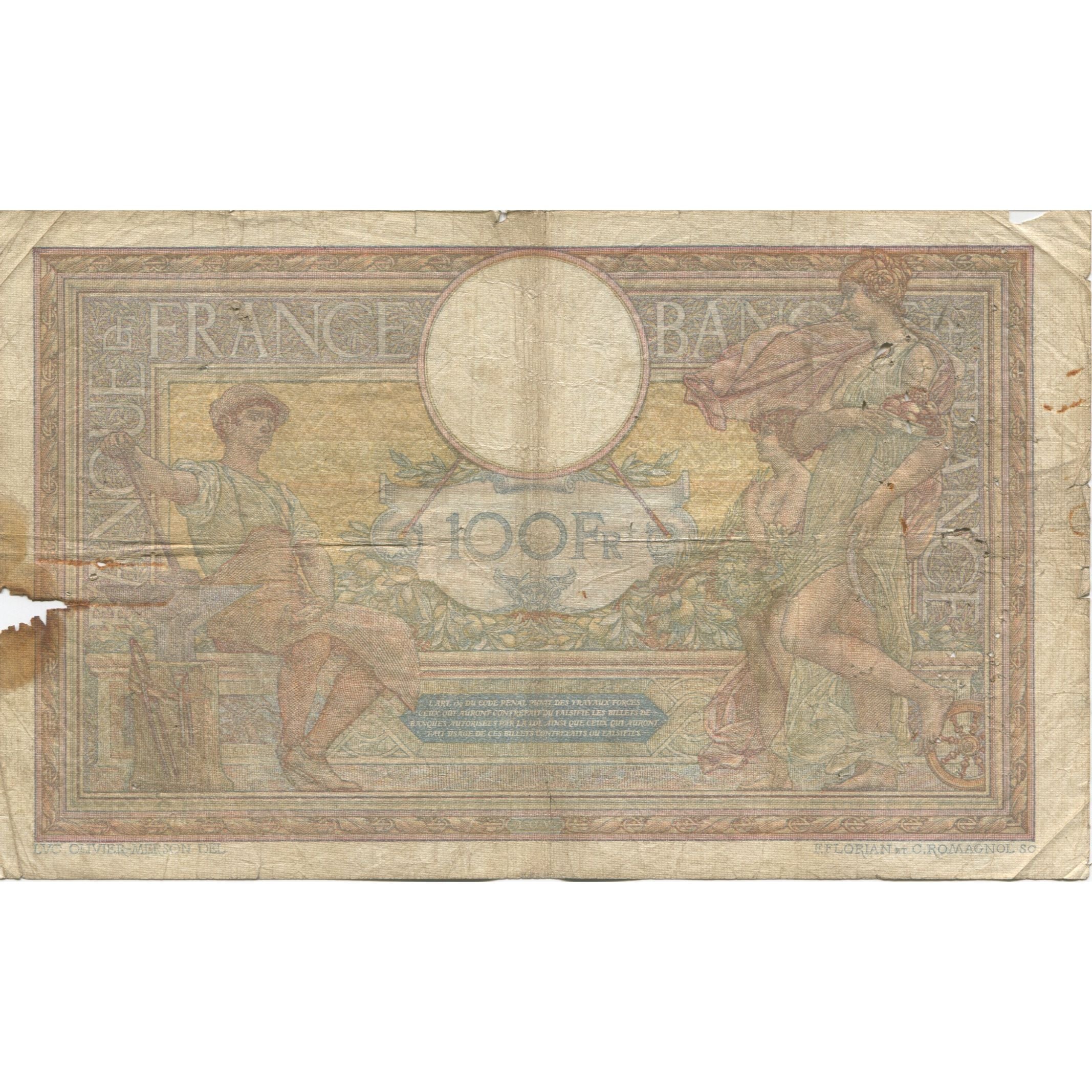 Frankrijk, 100 Francs, Luc Olivier Merson, 1920, 1920-12-20, TB, Fayette:23.13