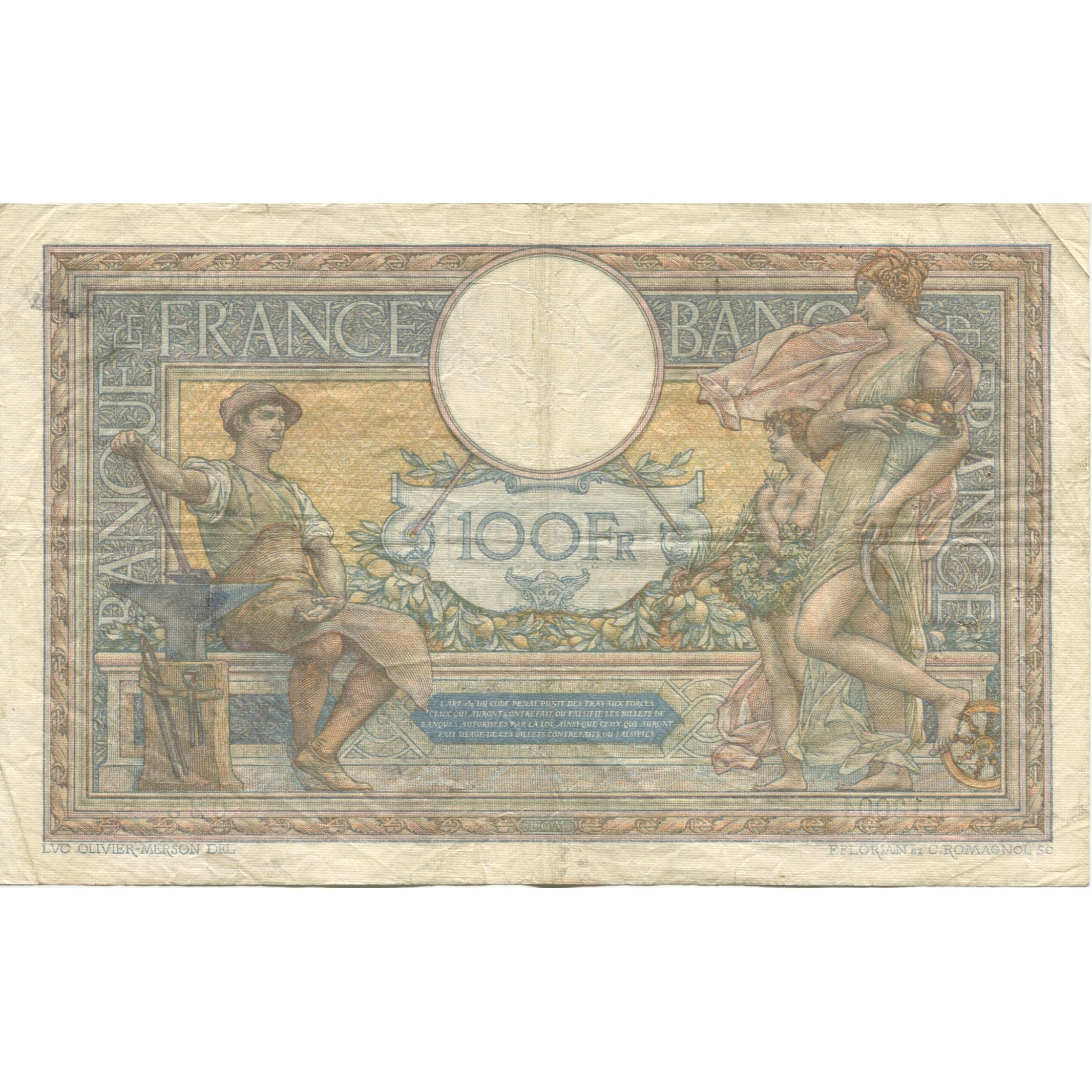 Frankreich, 100 Francs, Luc Olivier Merson, 1925, 1925-10-15, S, Fayette:24.3