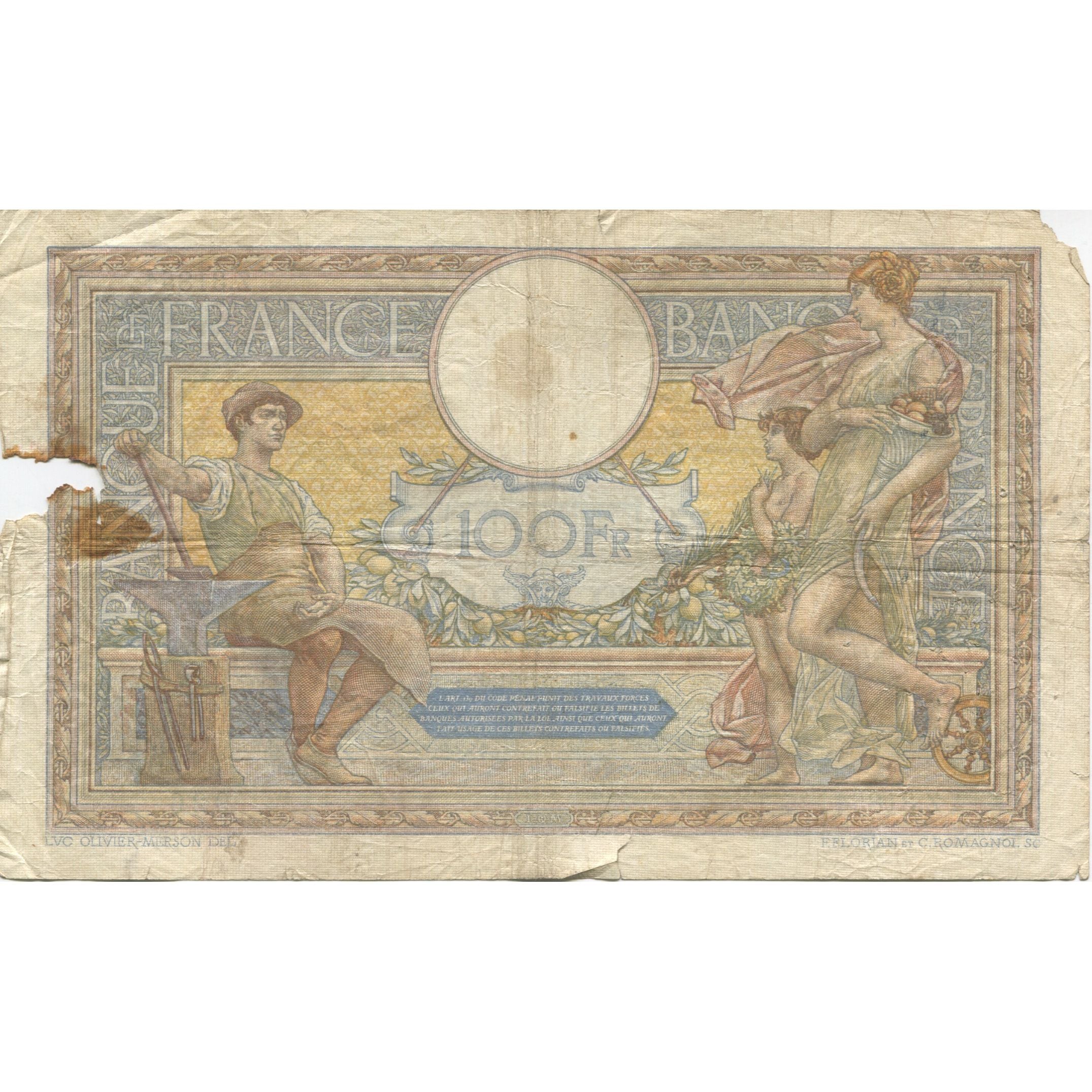 Frankrijk, 100 Francs, Luc Olivier Merson, 1931, 1931-08-20, TB, Fayette:24.10