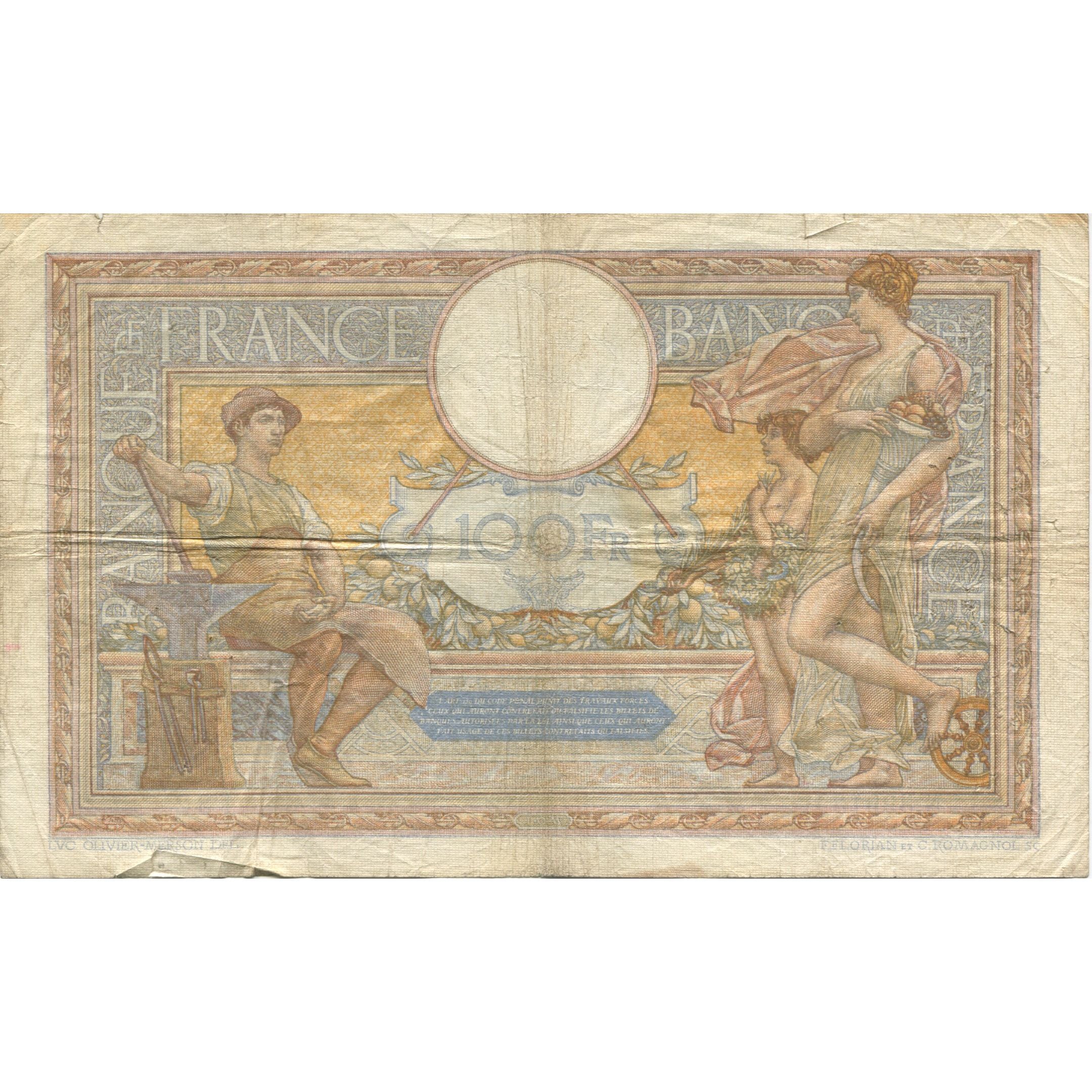 France, 100 Francs, Luc Olivier Merson, 1933, 1933-03-30, VF(20-25)