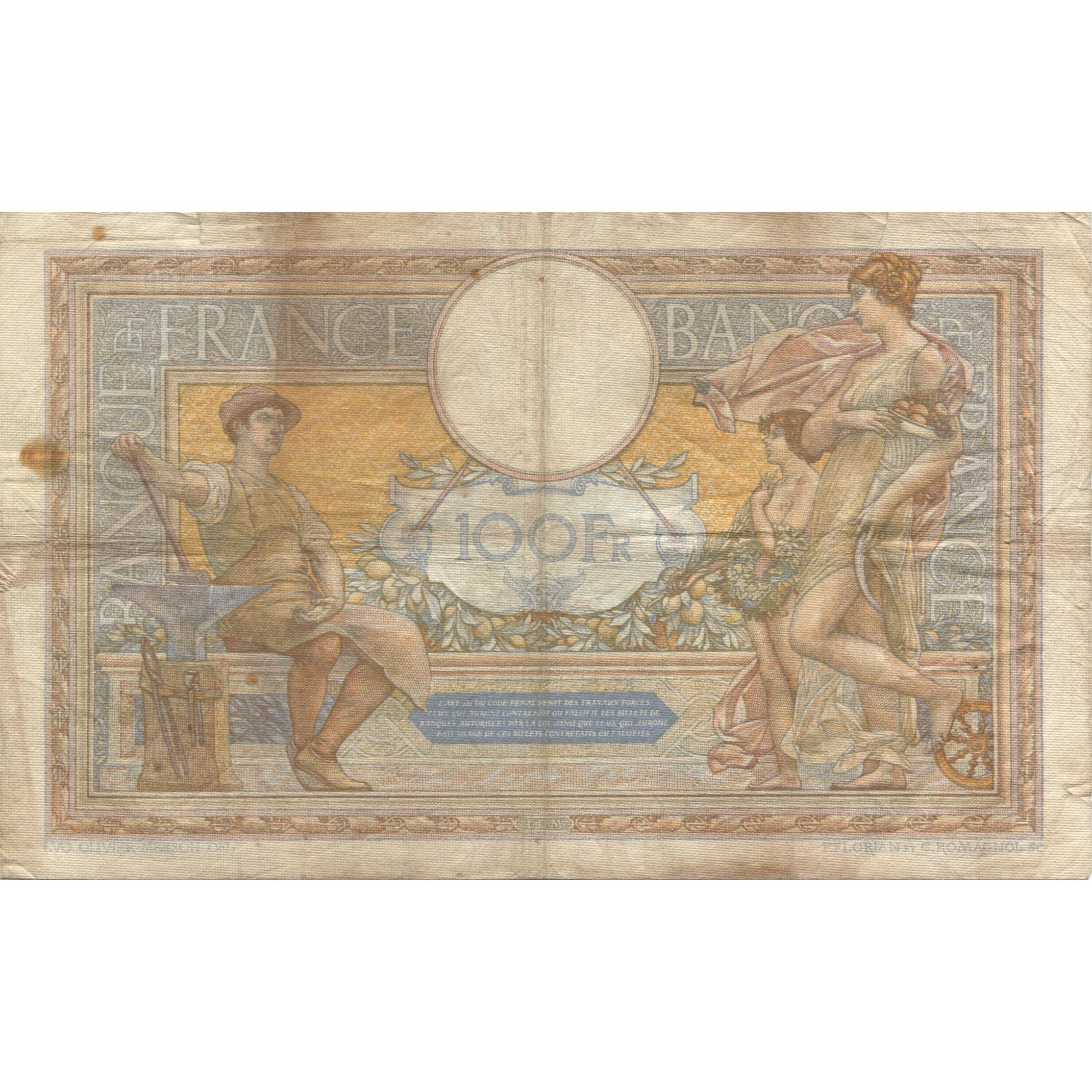 France, 100 Francs, Luc Olivier Merson, 1933, 1933-12-21, VF(20-25)