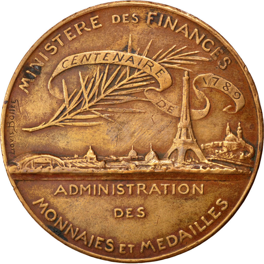 FRANCE, History, French Third Republic, Medal, 1889, EF(40-45), Borrel, Bronze,.