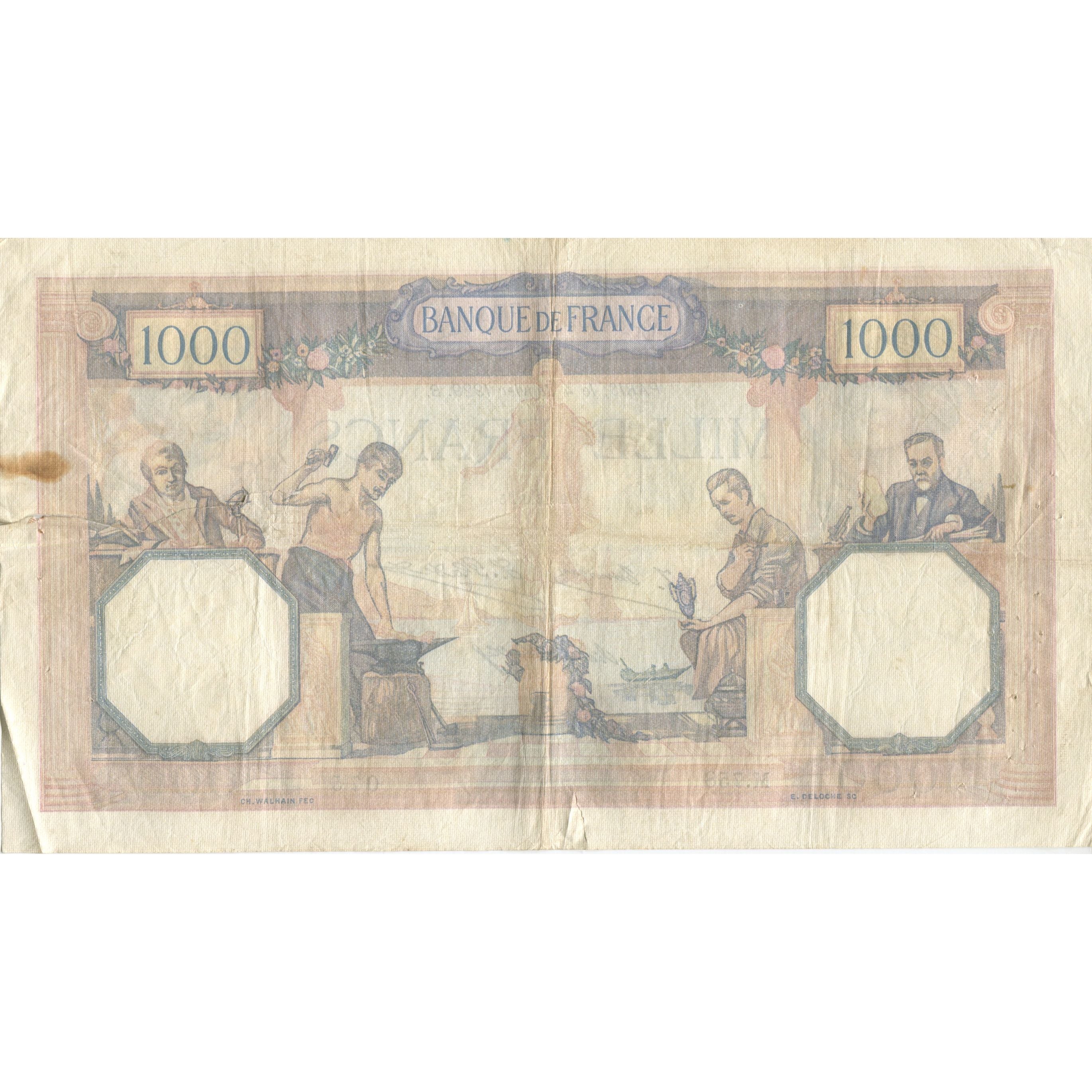 France, 1000 Francs, Cérès et Mercure, 1929, 1929-01-04, VF(20-25)