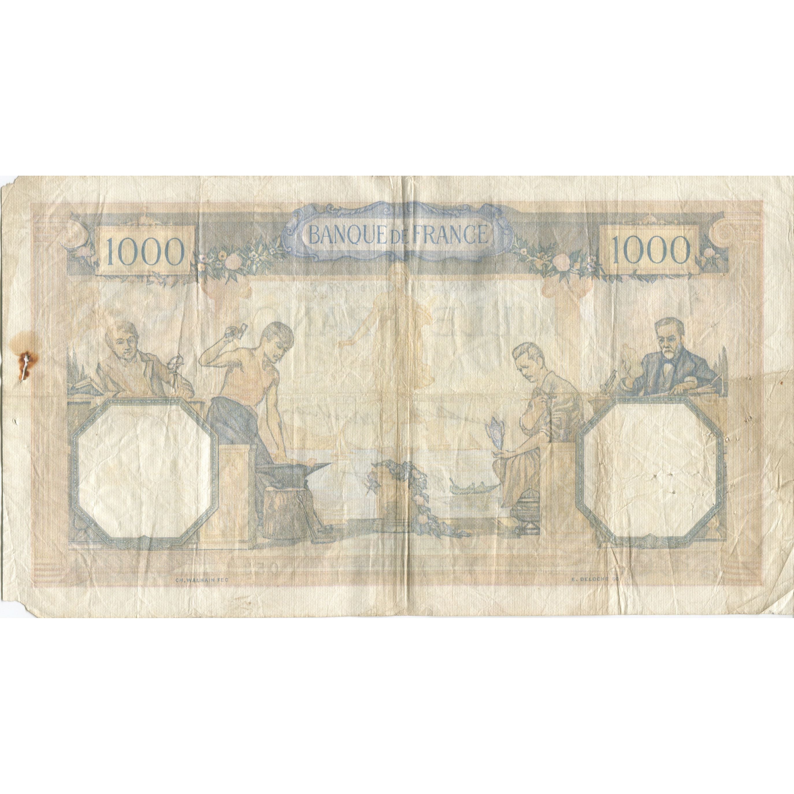 France, 1000 Francs, Cérès et Mercure, 1937, 1937-12-09, VF(20-25)