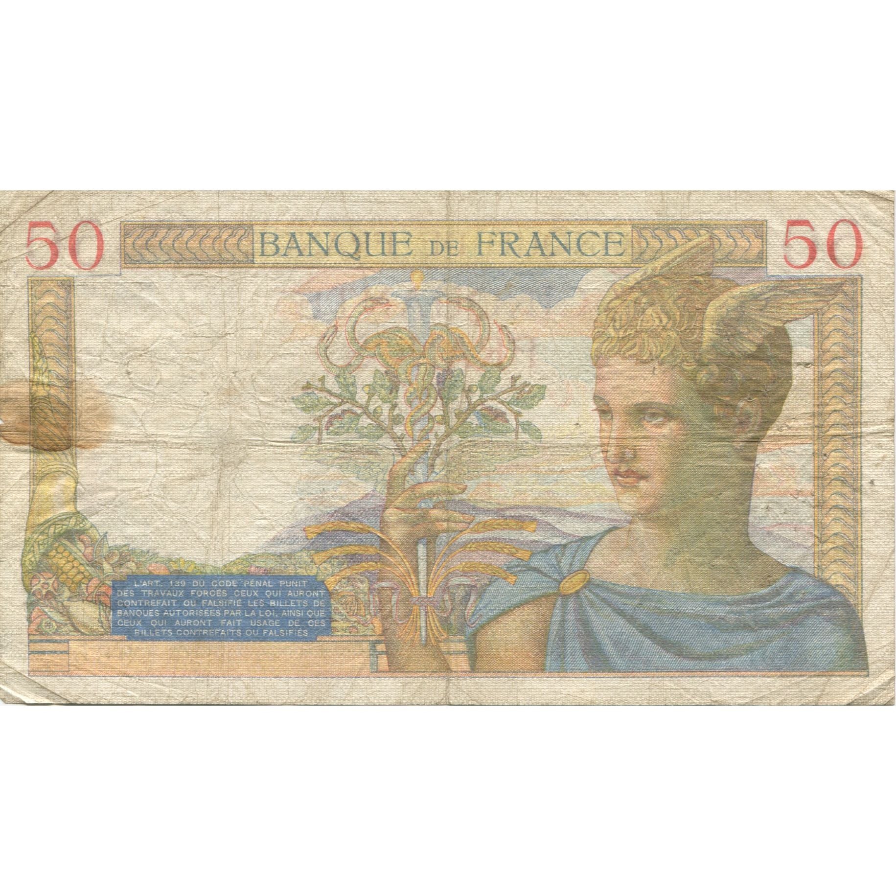 Francia, 50 Francs, Cérès, 1935, 1935-12-19, MB, Fayette:17.21, KM:81