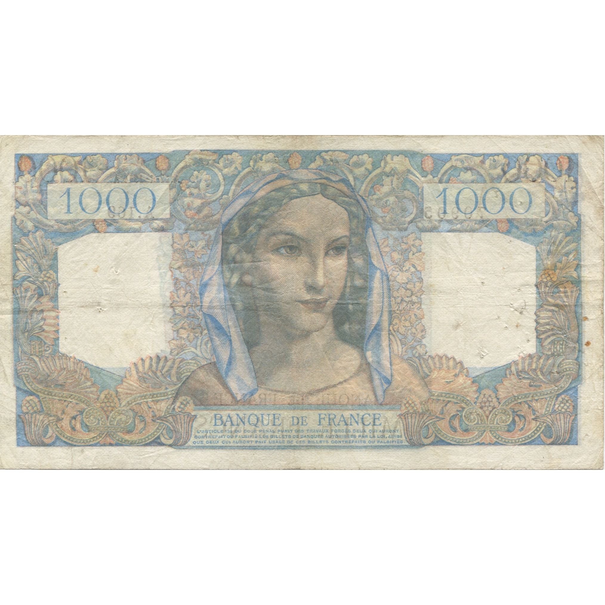 France, 1000 Francs, Minerve et Hercule, 1946, 1946-01-17, VF(20-25)