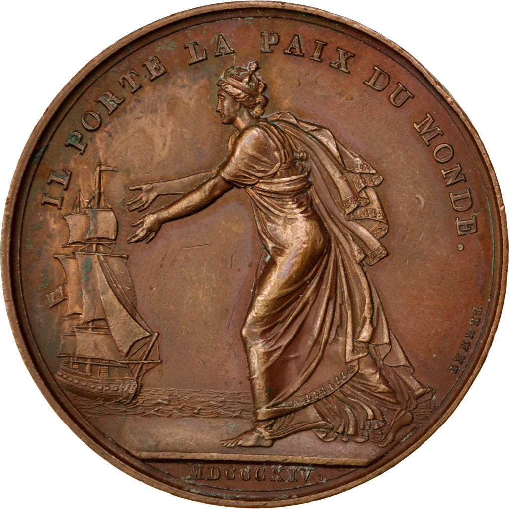 FRANCE, Politics, Society, War, First Restoration, Medal, 1814, EF(40-45),...