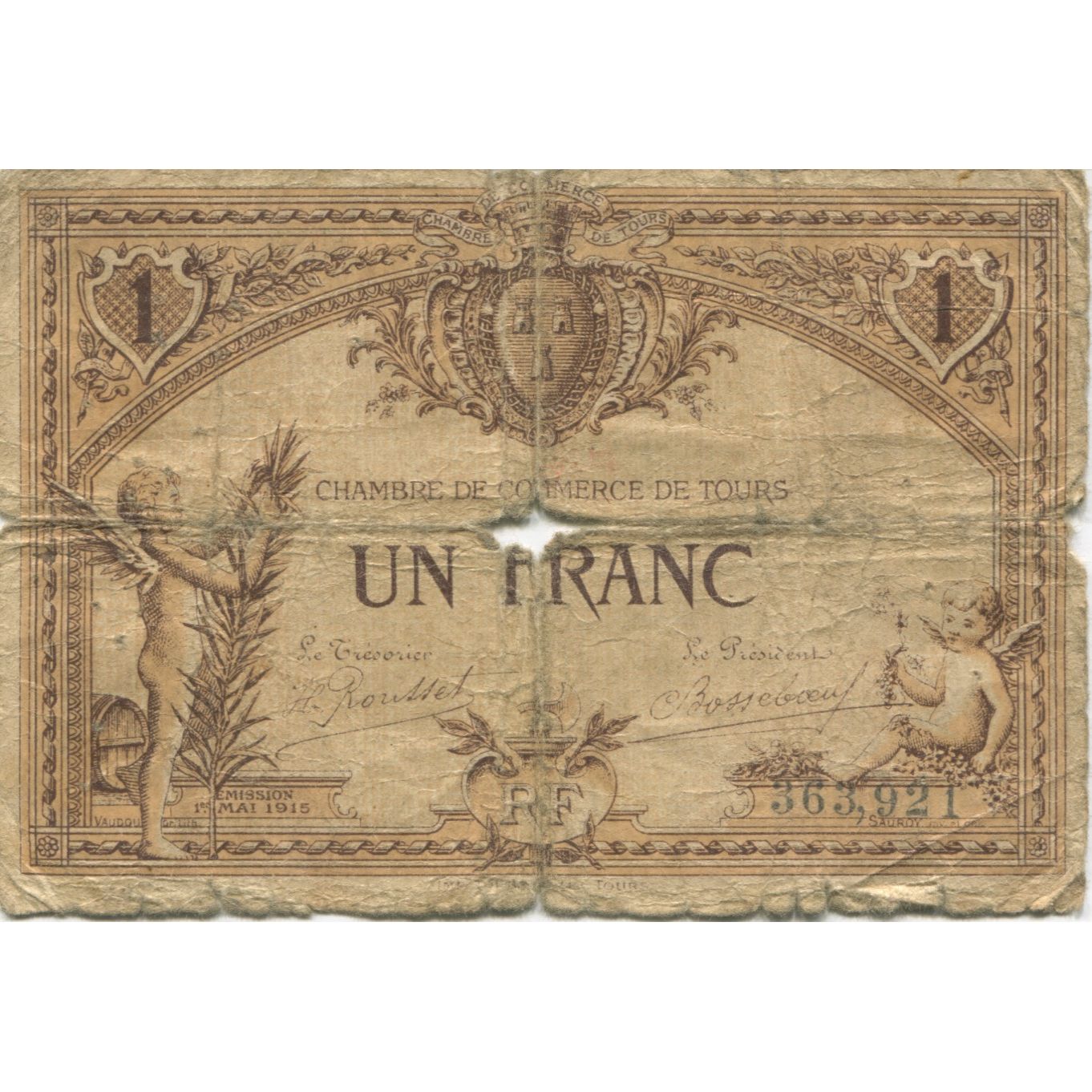 Francia, Tours, 1 Franc, 1917, B, Pirot:123-1