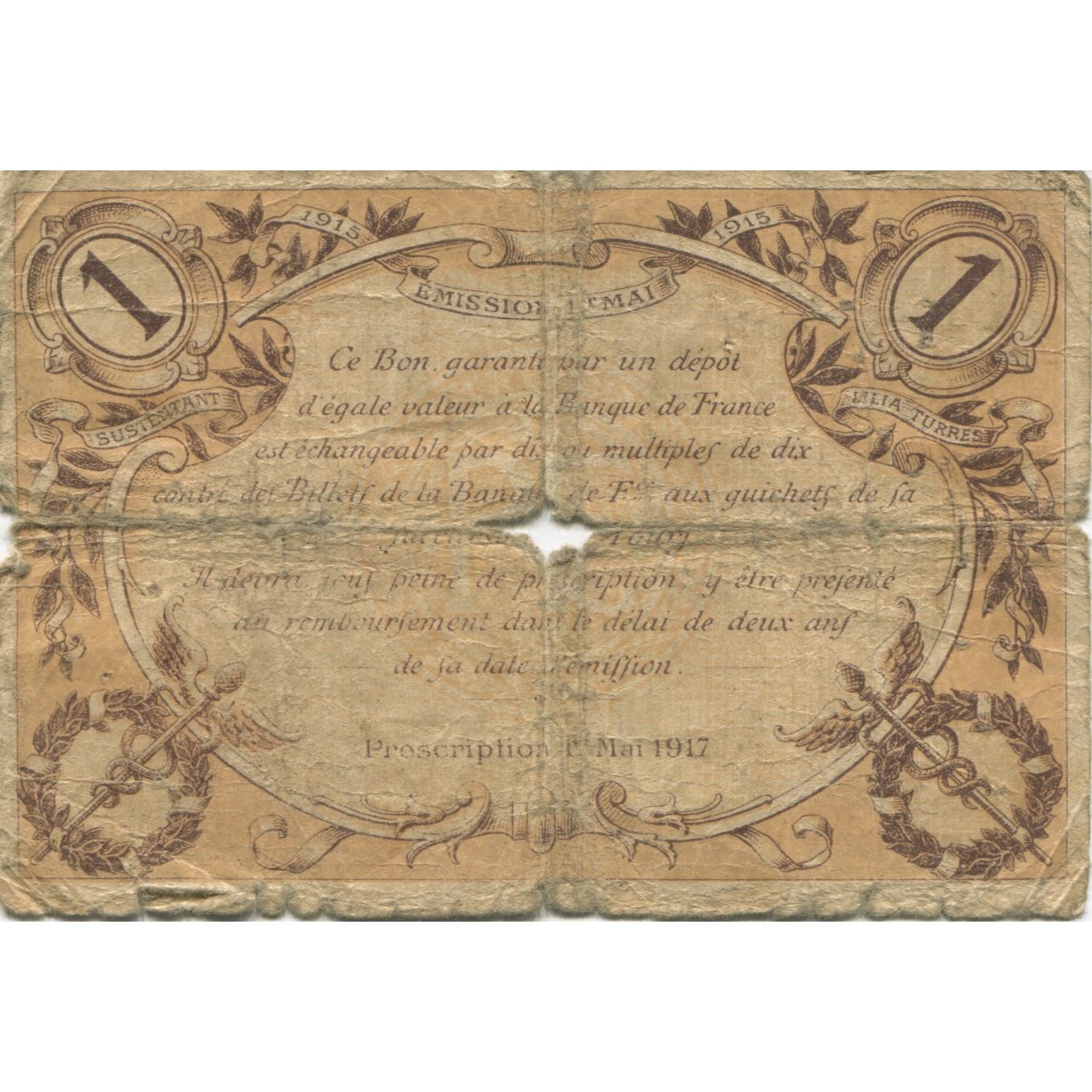 Francia, Tours, 1 Franc, 1917, B, Pirot:123-1