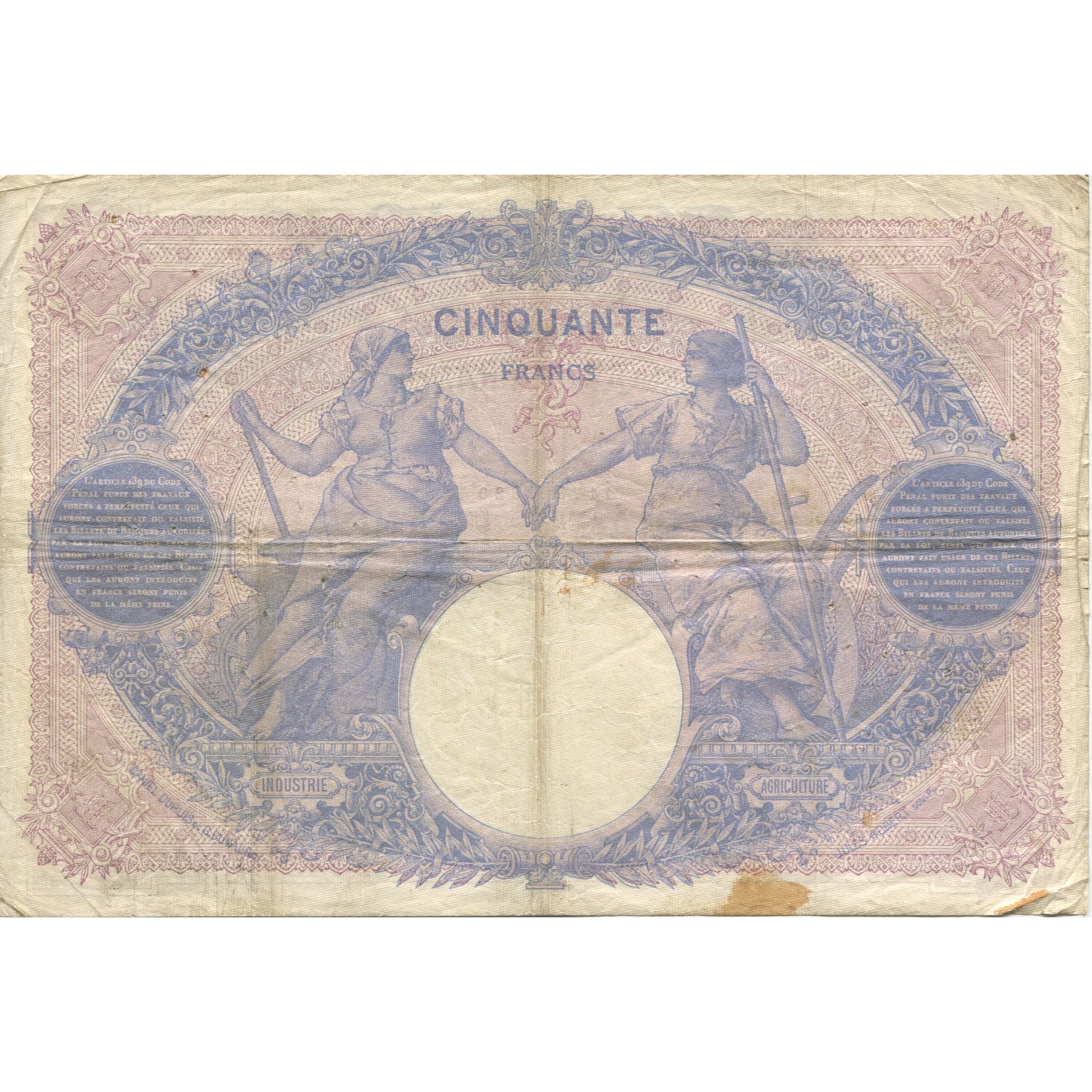 Frankrijk, 50 Francs, Bleu et Rose, 1913, 1913-06-25, TB, Fayette:14.26, KM:64e