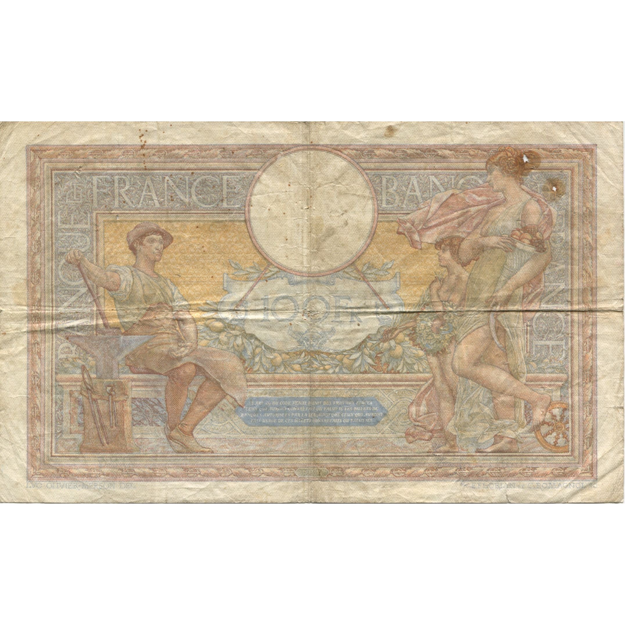 Francia, 100 Francs, Luc Olivier Merson, 1939, 1939-01-05, MB, Fayette:25.38
