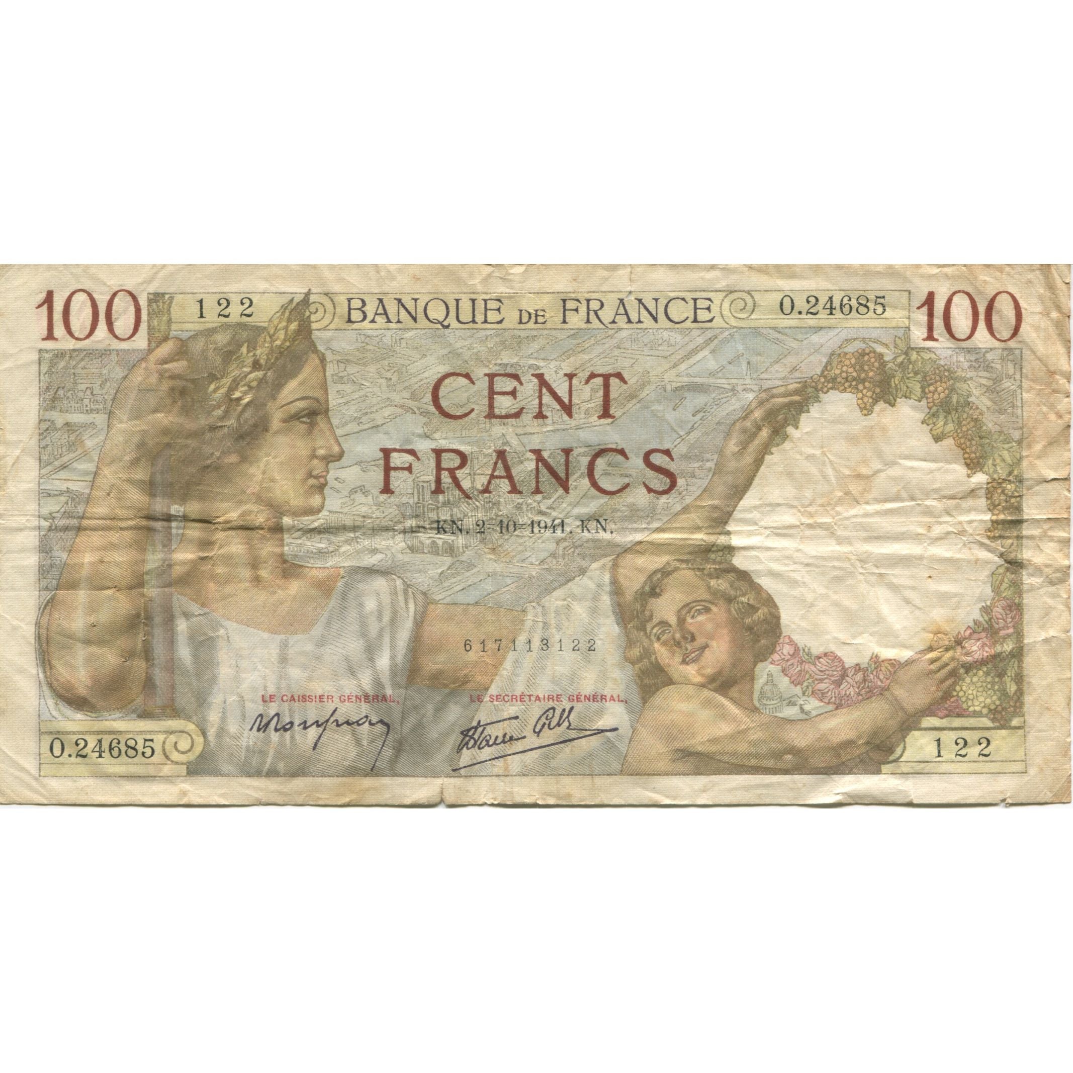 Francia, 100 Francs, Sully, 1941, 1941-10-09, BC, Fayette:26.58, KM:94