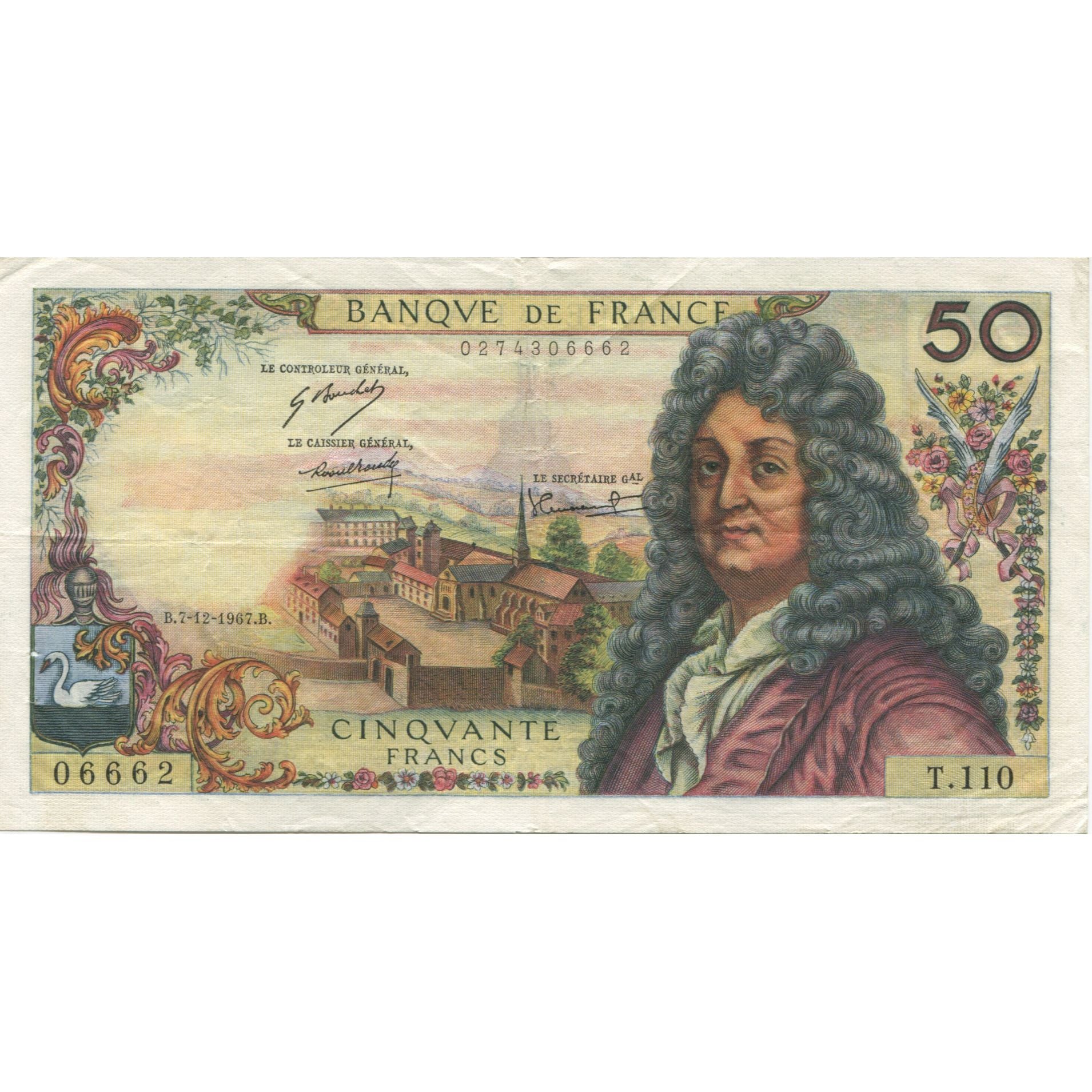 France, 50 Francs, Racine, 1967, 1967-12-07, TTB+, Fayette:64.10, KM:148c